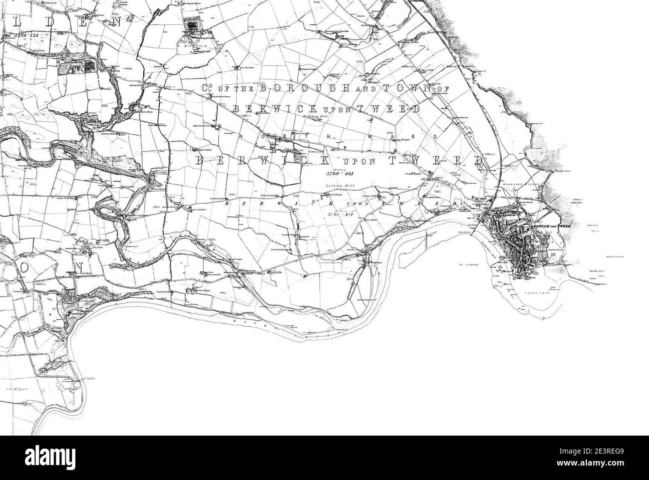 Mappa del Berwickshire foglio 018, Ordnance Survey, 1857-1862. Foto Stock