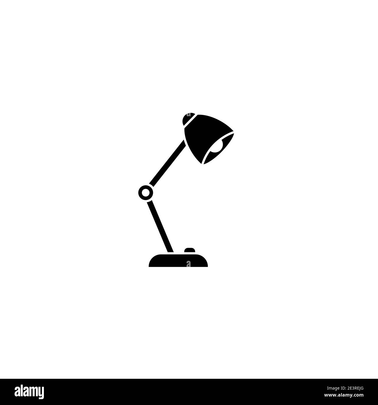Lampada da lettura nera per ufficio, lampada da tavolo isolata in bianco. Icona Imagination. Nuova idea aziendale. Illustrazione vettoriale piatta. Illuminazione, educazione, studio. Illustrazione Vettoriale