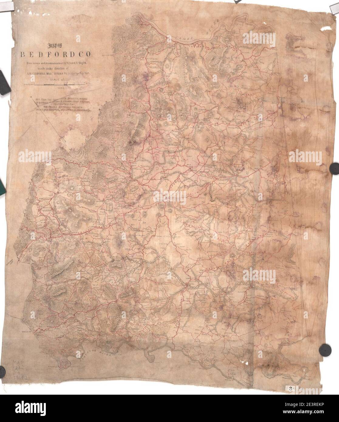 Mappa di Bedford Co Foto Stock