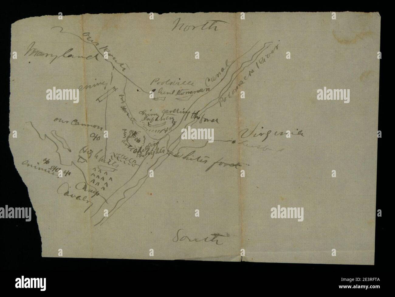 Mappa di un impegno di cavalleria vicino a Poolesville, Md., 1862. Foto Stock