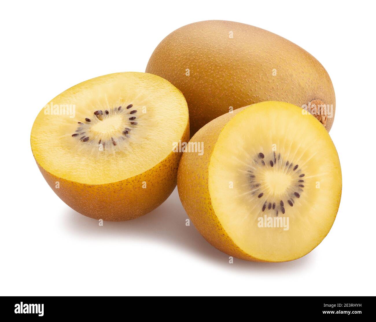 Fette di golden kiwi percorso isolato su bianco Foto Stock Fette di golden kiwi percorso isolato su bianco Foto Stock