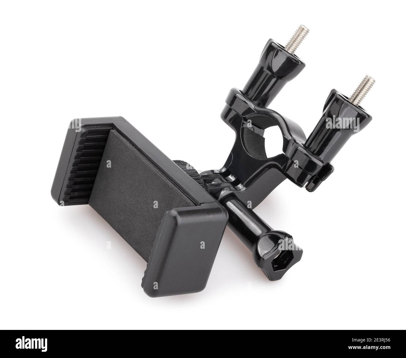 supporto per bicicletta per smartphone isolato su bianco Foto Stock