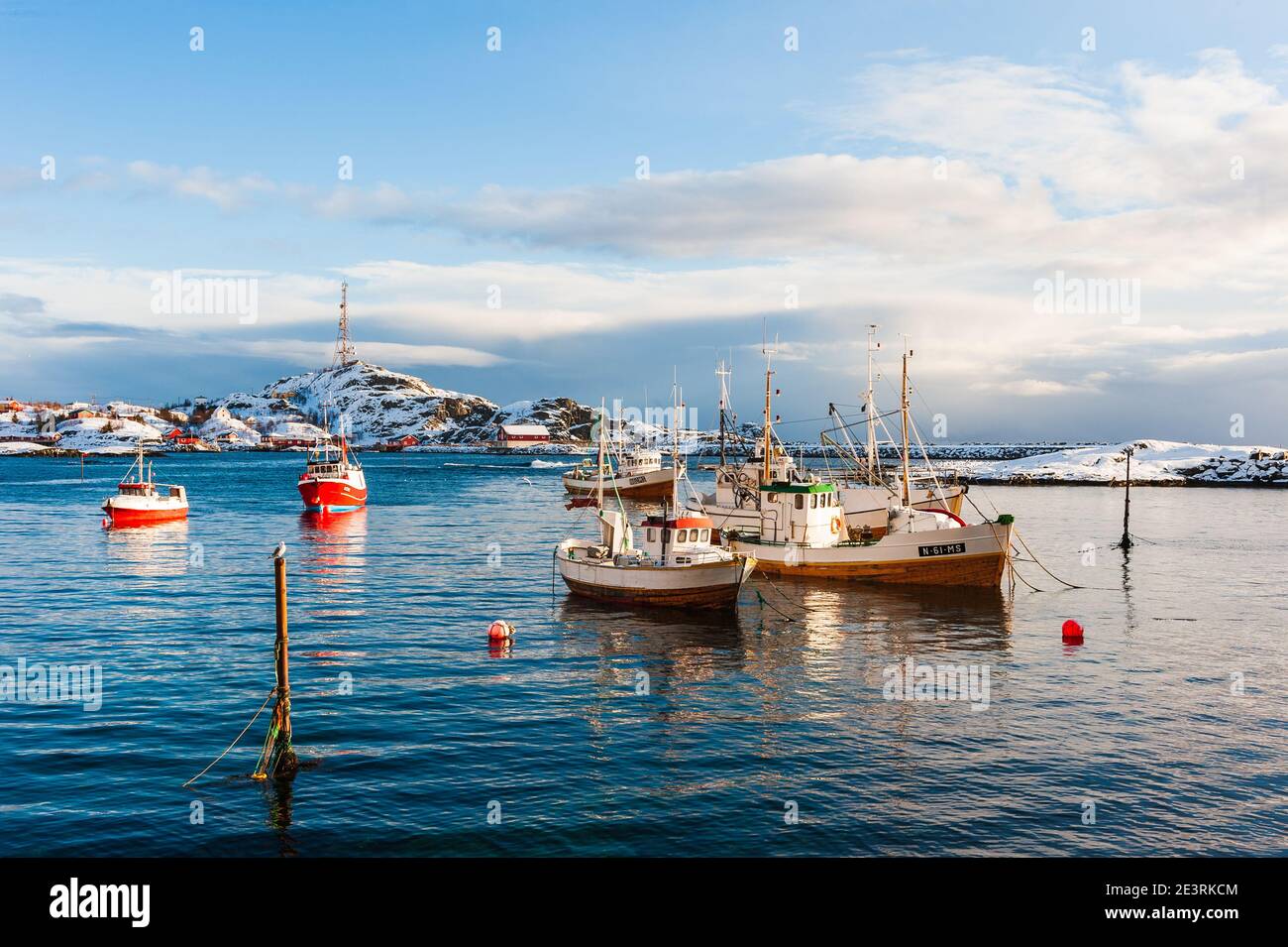 Barche da pesca al porto, Norvegia Foto Stock