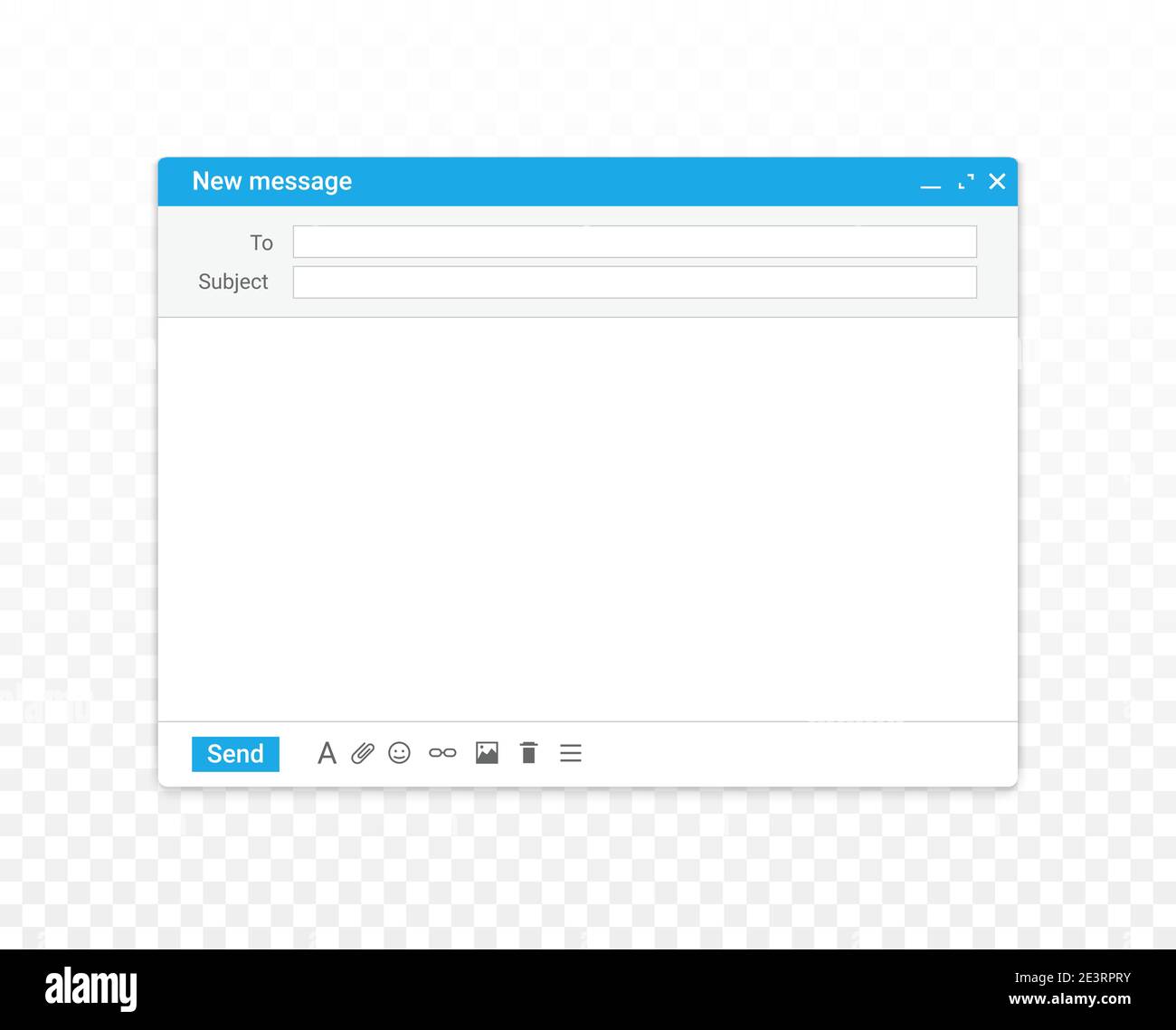 Browser della finestra di mockup della posta del modello di posta elettronica. Interfaccia utente del messaggio modello Gmail a schermo vuoto Illustrazione Vettoriale