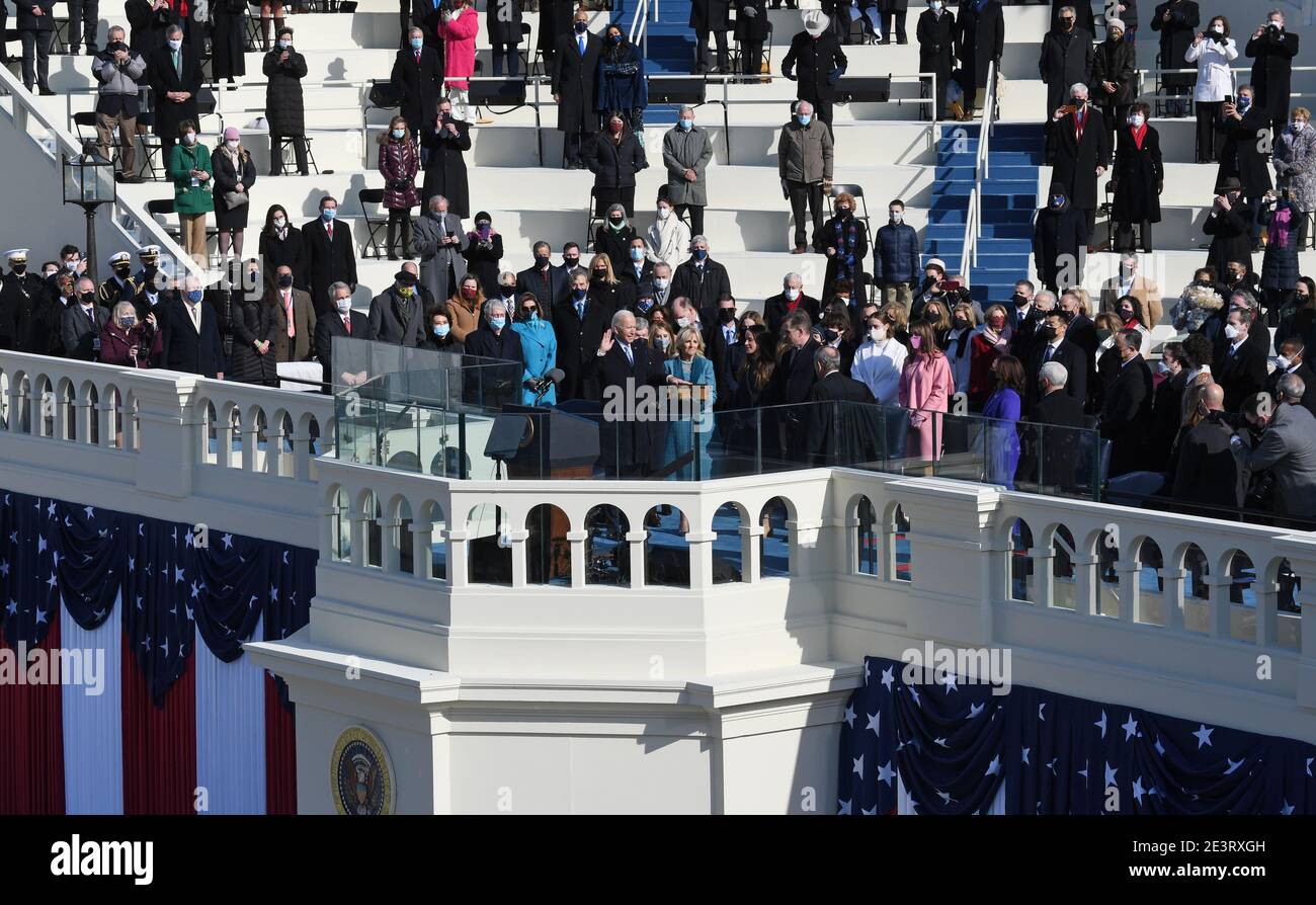 Washington, Stati Uniti. 20 gennaio 2021. Il presidente Joseph Robinette Biden Jr. Prende il giuramento di carica come il 46 ° presidente degli Stati Uniti al Campidoglio a Washington, DC mercoledì 20 gennaio 2021. Photo by Pat Benic/UPI Credit: UPI/Alamy Live News Foto Stock