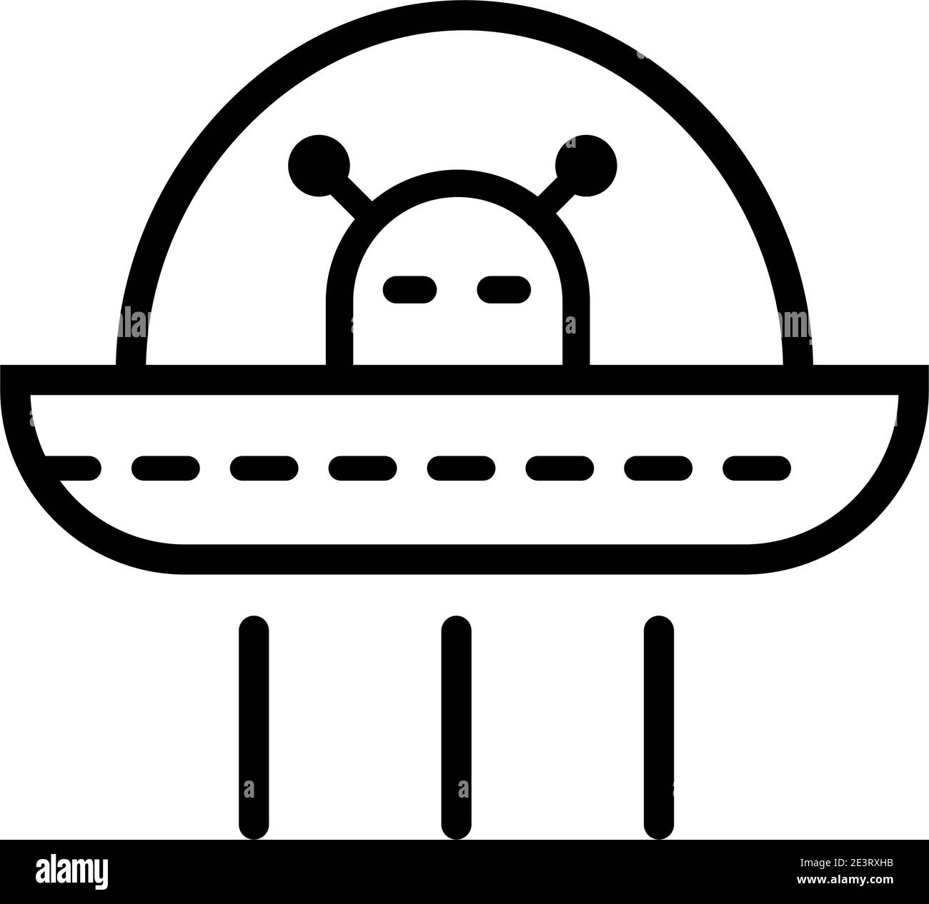 Vettore grafico UFO outline impostato in stili diversi isolato su uno sfondo bianco. Illustrazione Vettoriale