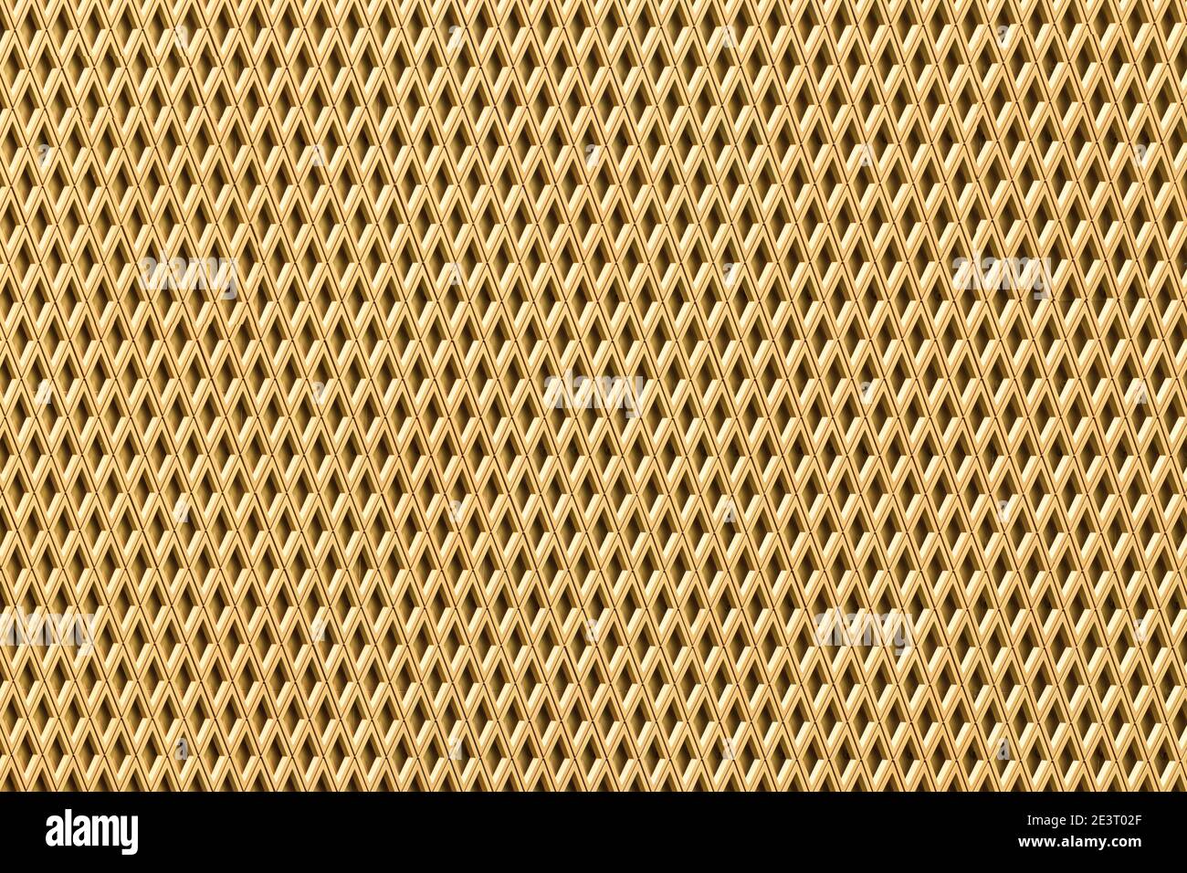 Sfondo astratto di rombo metallico forma dorata elementi parete Foto Stock