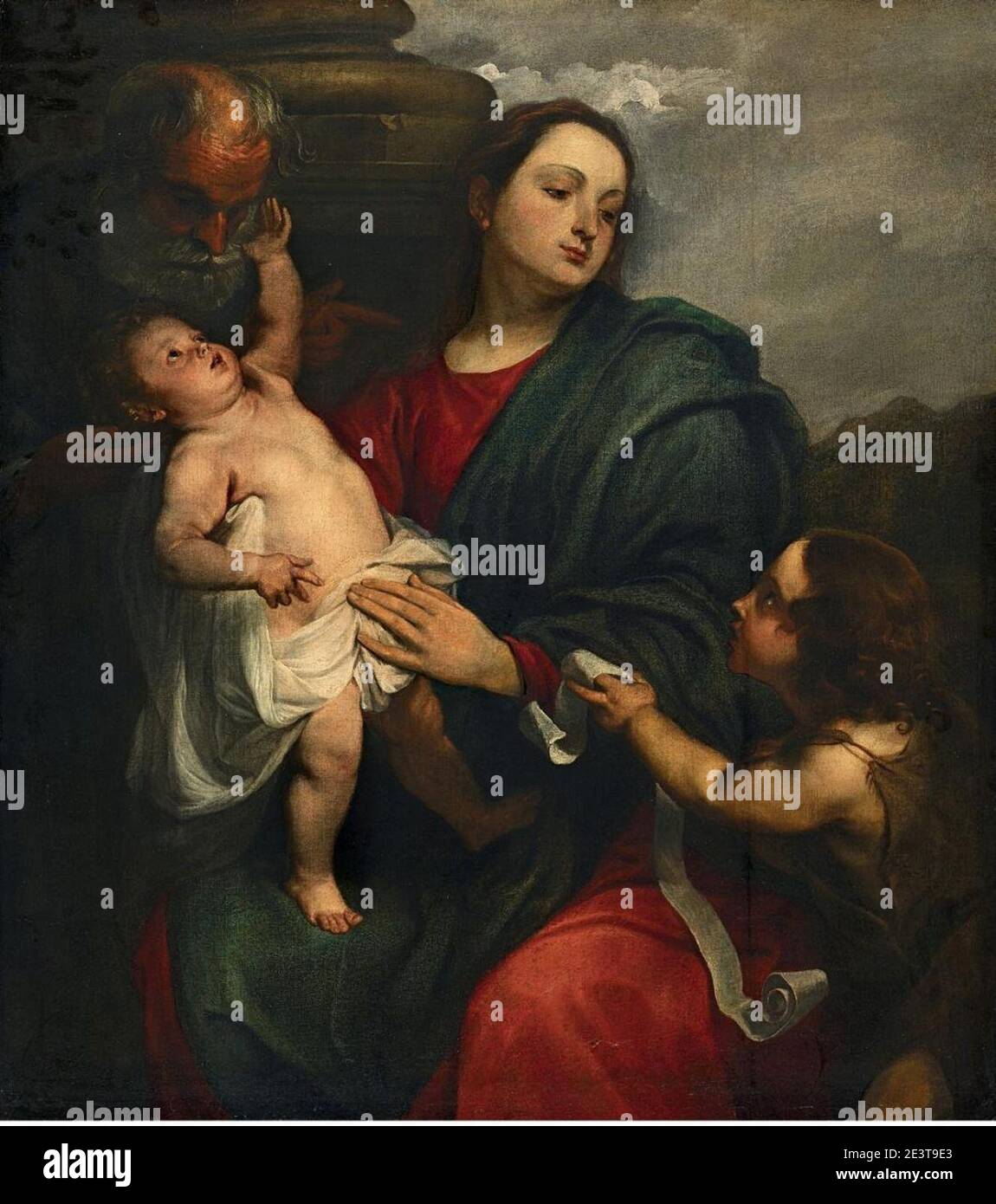 Modo di dopo Anthony van Dyck - la Sacra Famiglia con San Giovanni Battista come bambino, ca. 1625. Foto Stock