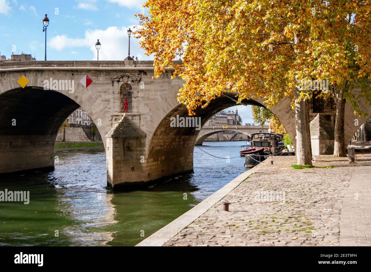 Caduta a Parigi : les Quais de Seine Foto Stock