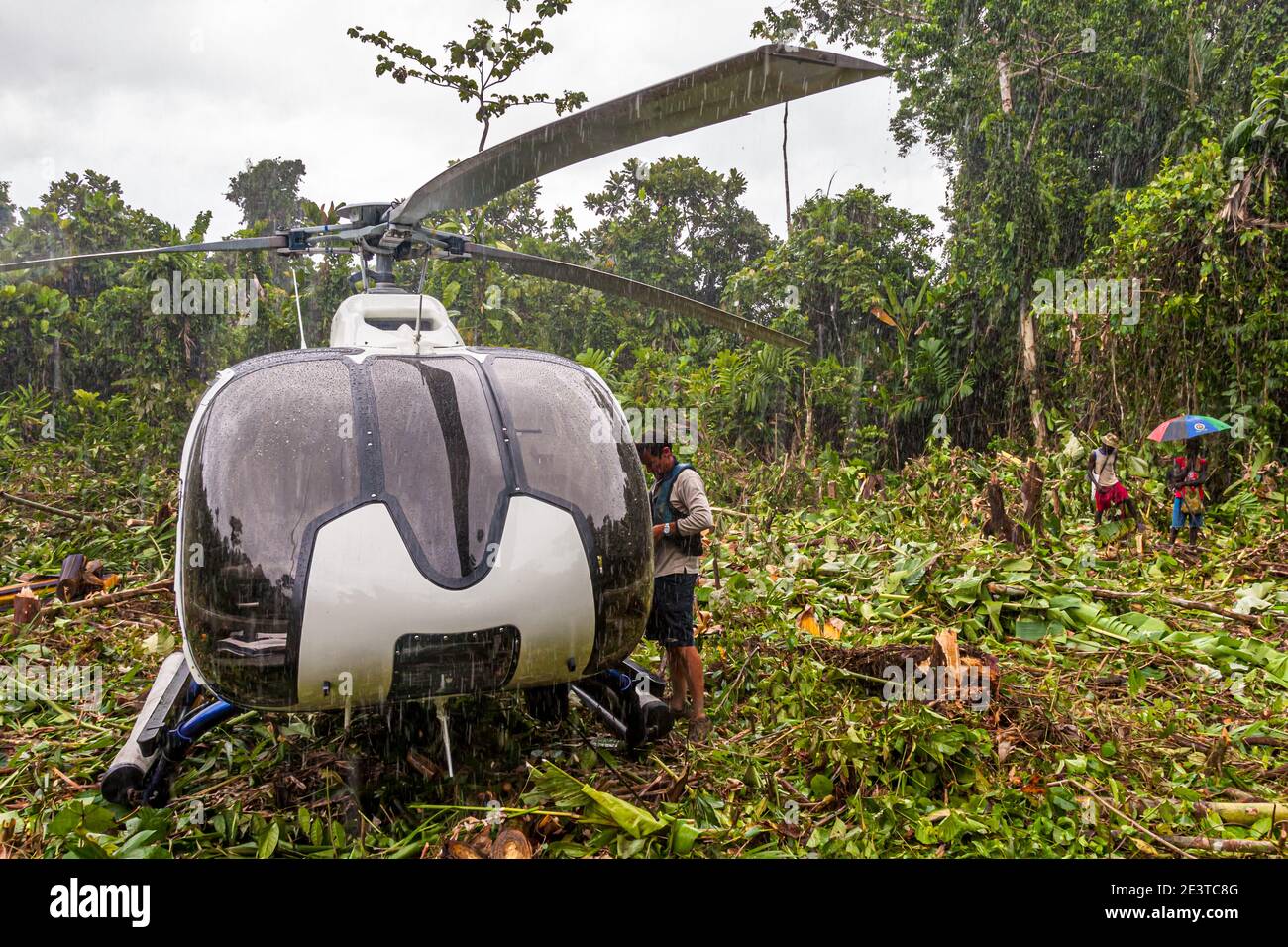 Elicottero nella giungla di Bougainville Foto Stock