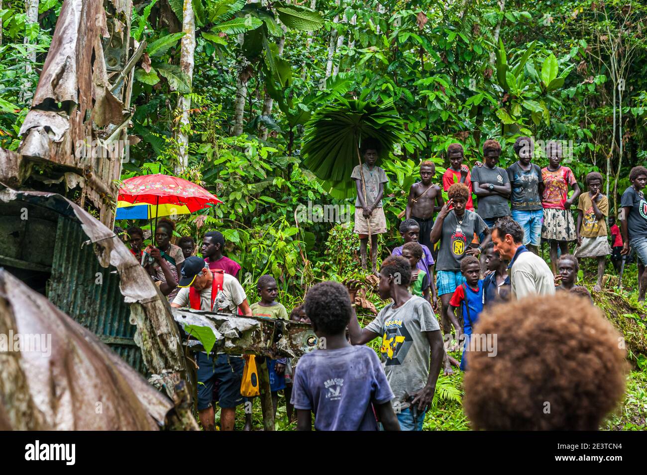Rack di aerei dell'ammiraglio giapponese Yamamoto nella giungla di Bougainville, Papua Nuova Guinea Foto Stock