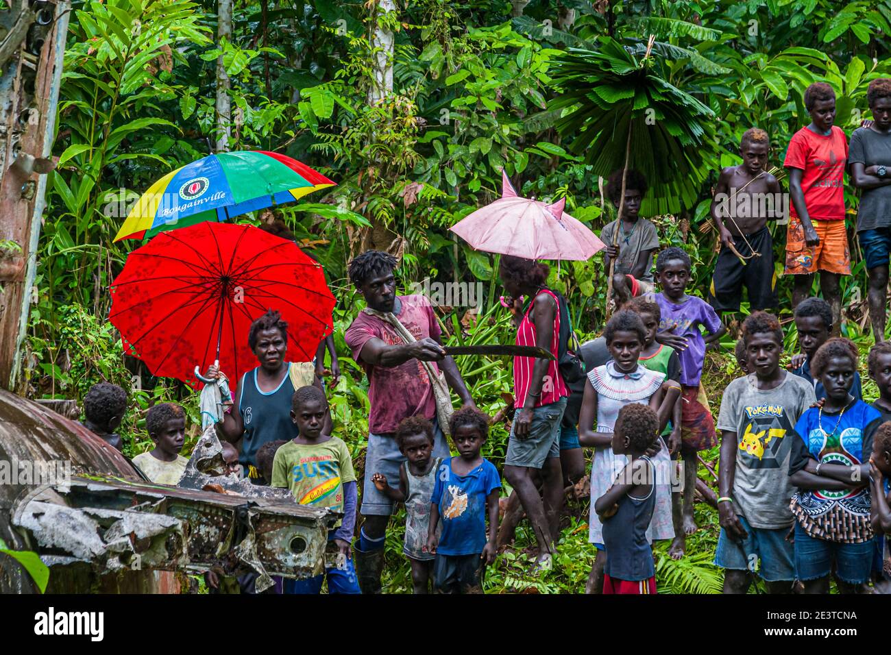 Rack di aerei dell'ammiraglio giapponese Yamamoto nella giungla di Bougainville, Papua Nuova Guinea Foto Stock