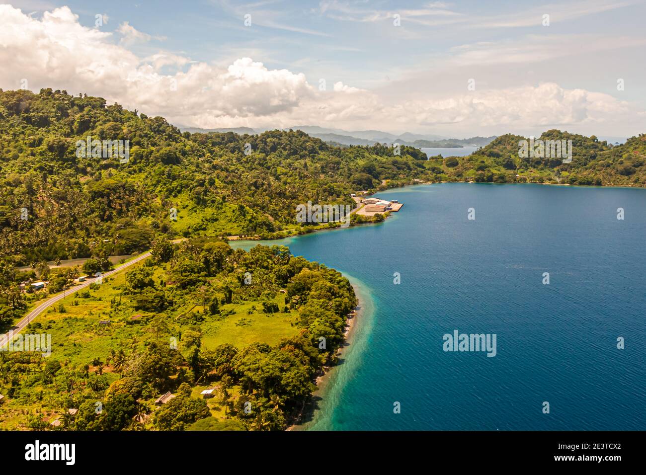 L'isola pacifica di Bougainville dall'aria, Buin, Papua Nuova Guinea Foto Stock