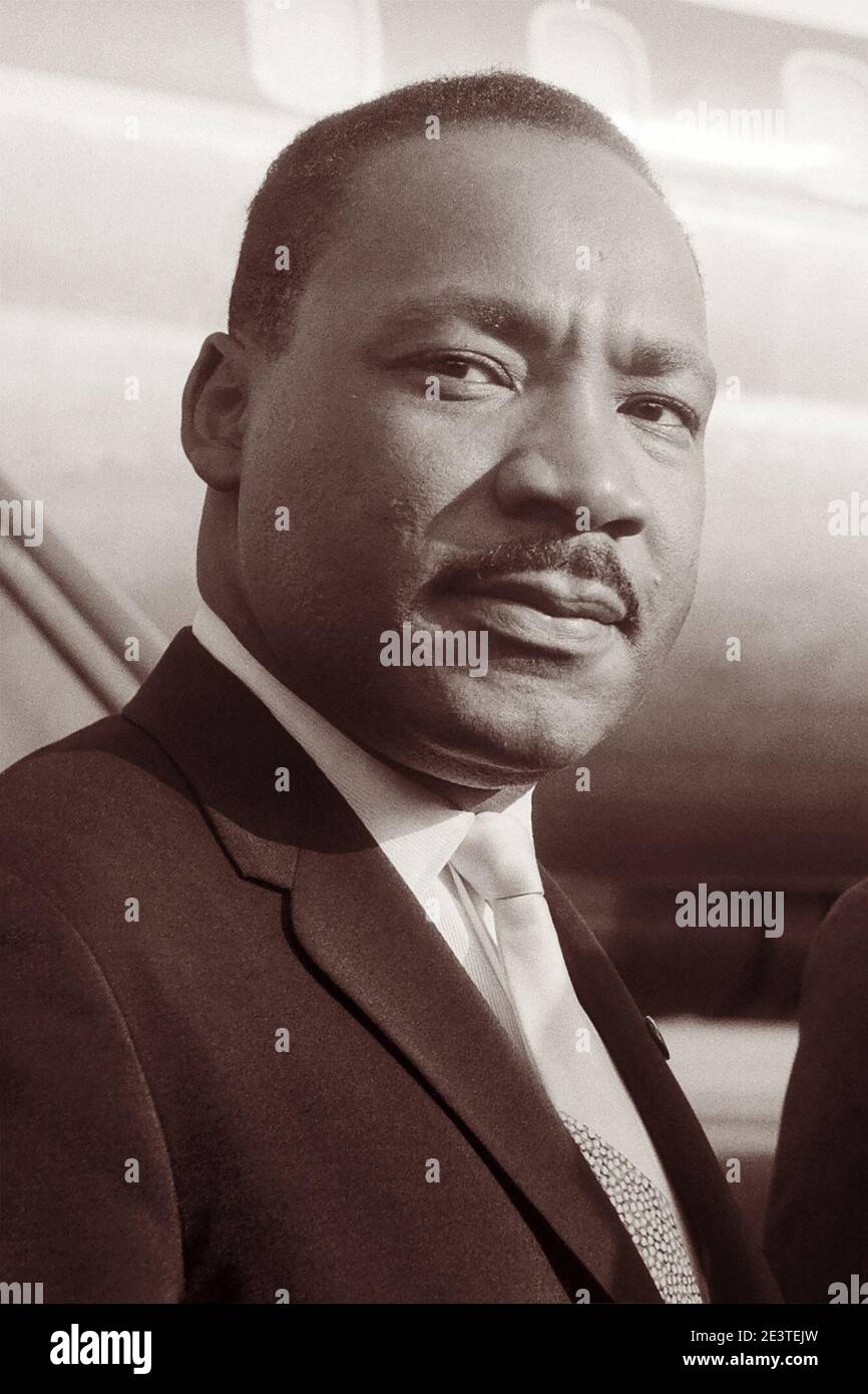 Martin Luther King, Jr. All'aeroporto di Amsterdam Schiphol il 15 agosto 1964. Foto Stock