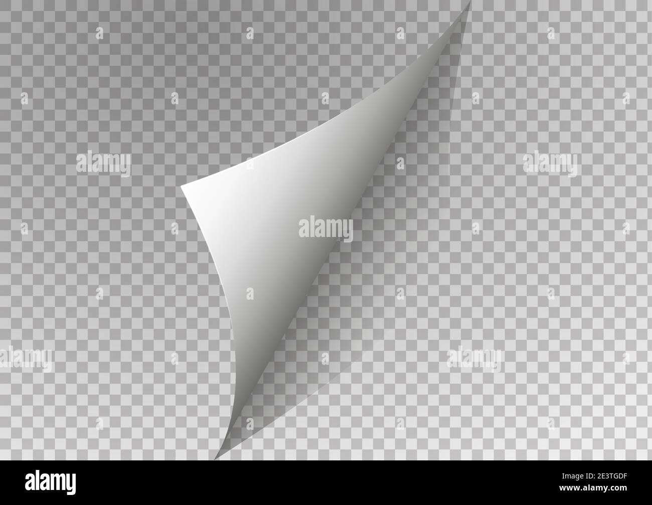 Arricciatura della pagina con ombreggiatura su un foglio di carta vuoto. Adesivo di carta bianca. Illustrazione vettoriale per il vostro design e la vostra azienda Illustrazione Vettoriale