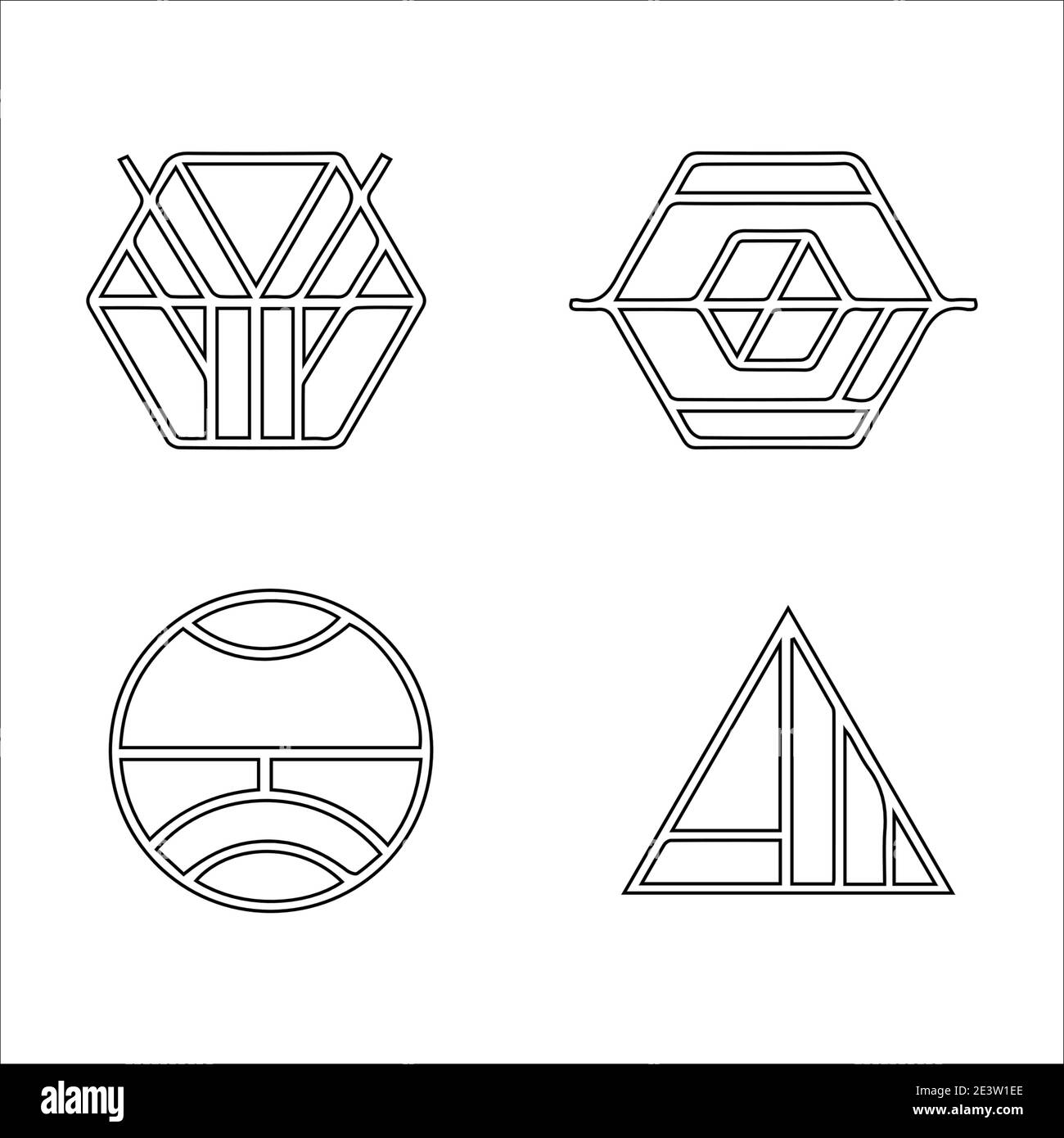 icone astratte dei loghi tribali dell'hipster lineare Illustrazione Vettoriale