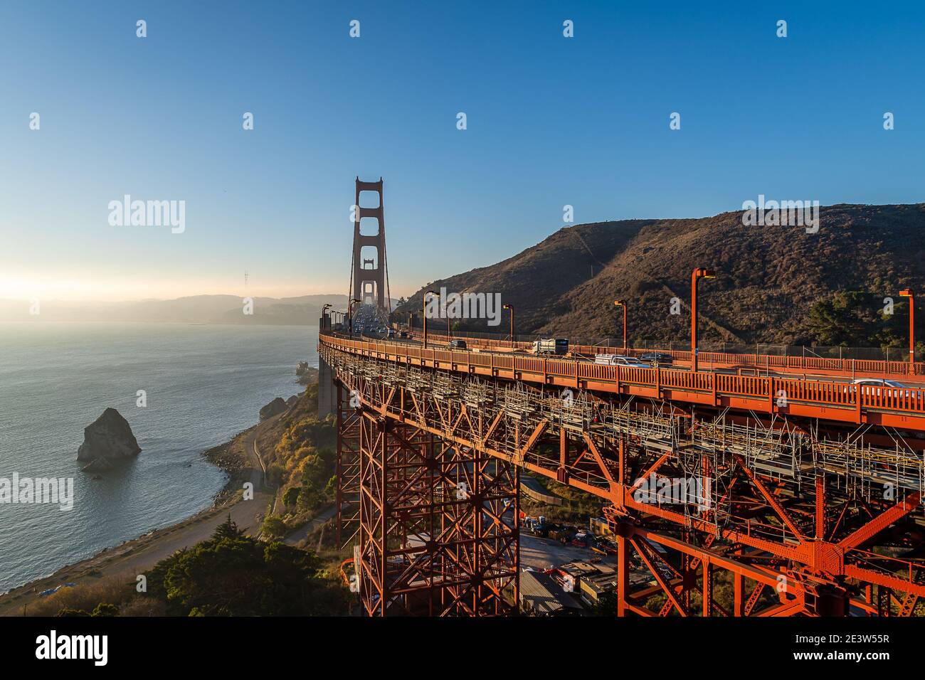 Vista del Golden Gate Bridge da Vista Point Foto Stock