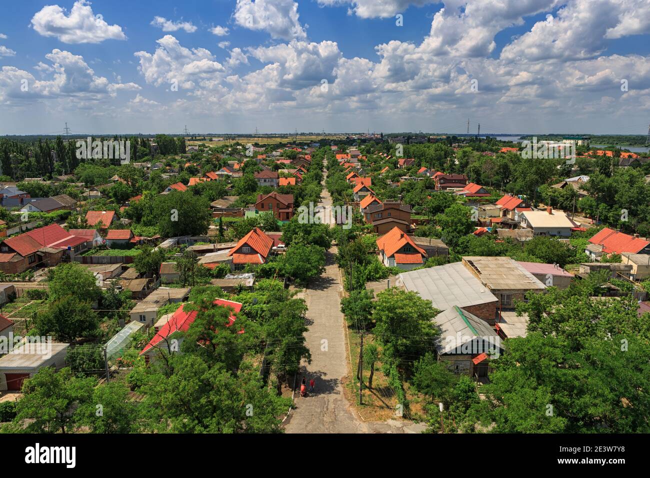 Una città con vista dall'alto. Nova Kakhovka. Nuova Kakhovka. Foto Stock