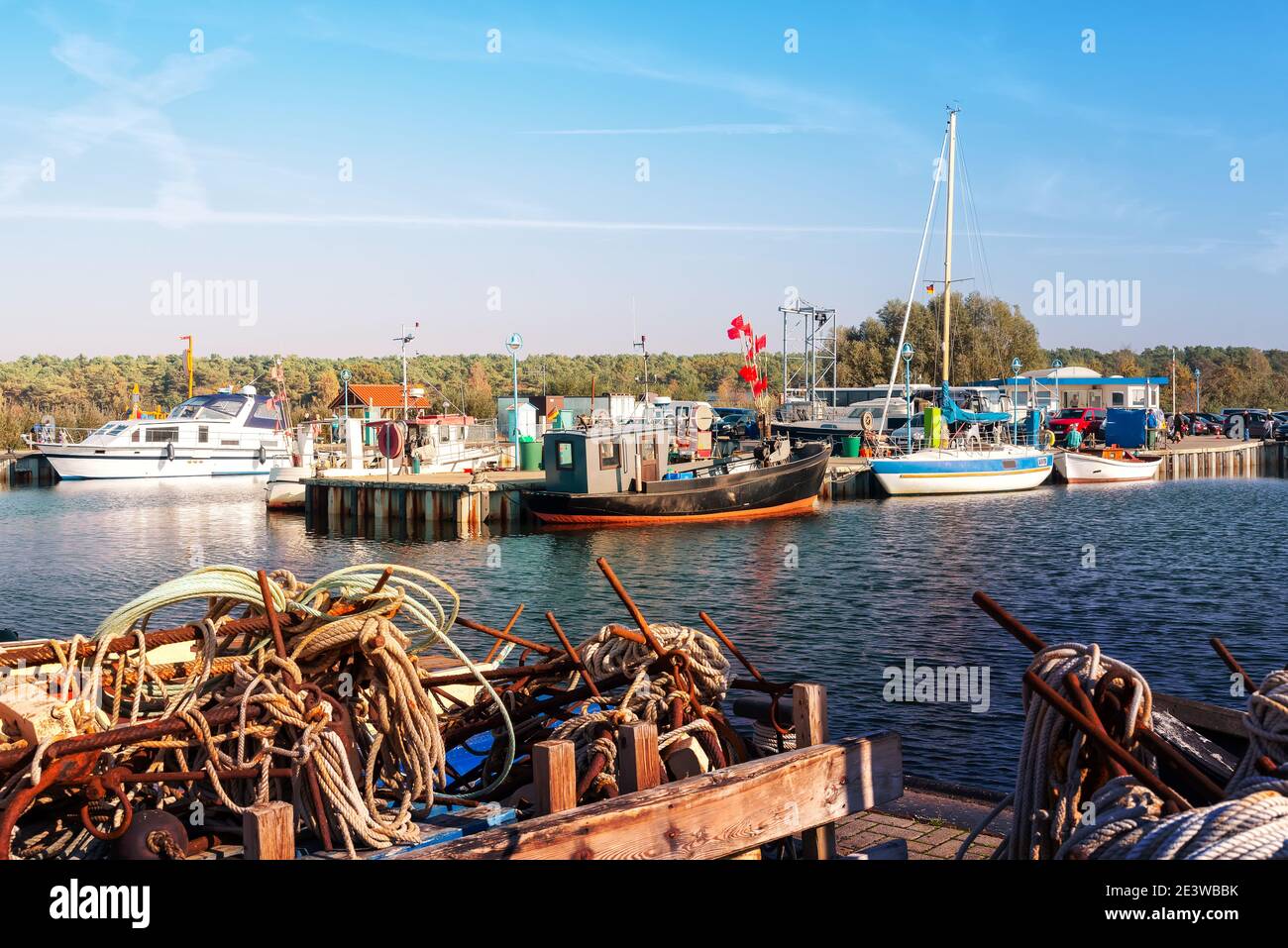 Il porto di Thiessow sull'isola Ruegen, Germania Foto Stock