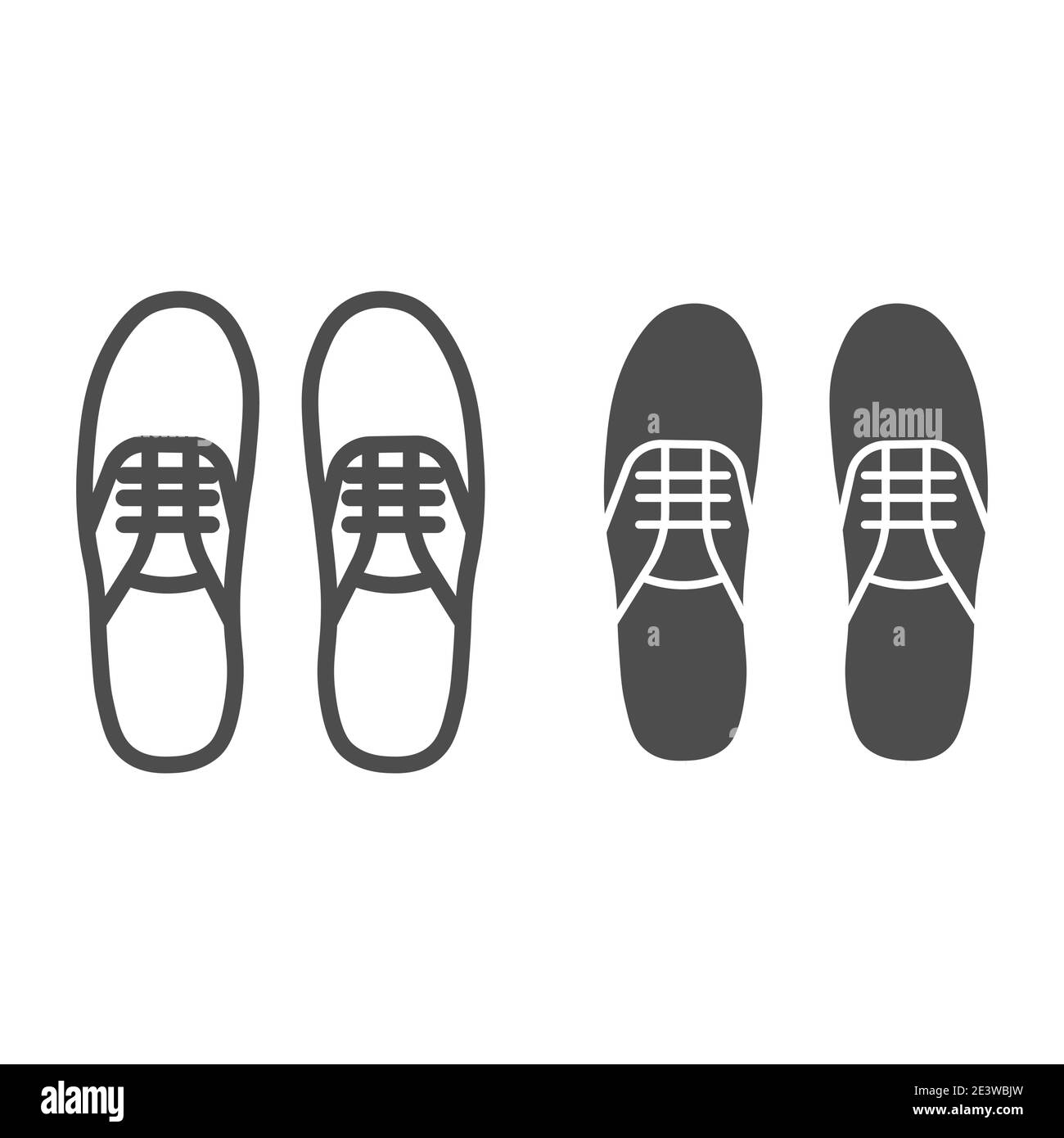 Linea sneakers e icona a tinta unita, concetto di calzature, segno di scarpe da ginnastica su sfondo bianco, icona di scarpe sportive in stile outline per il concept mobile e il web design Illustrazione Vettoriale