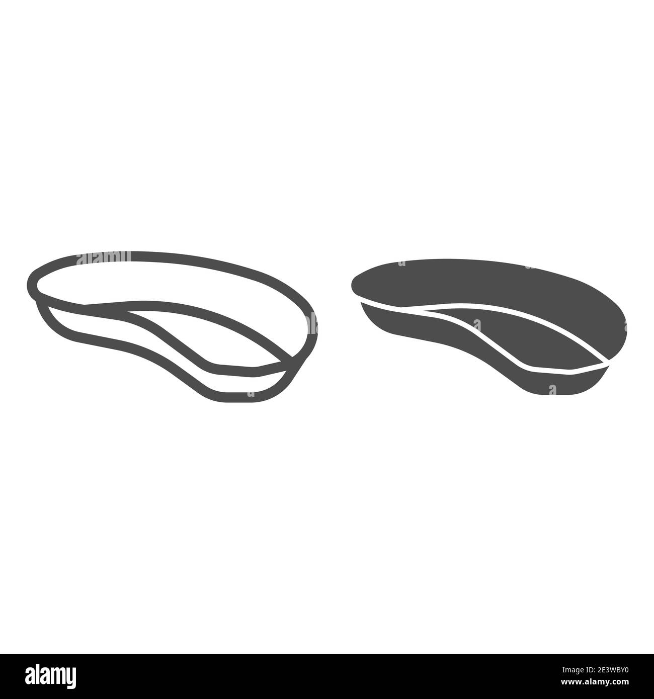 Linea del vassoio medico e icona solida, concetto di strumenti odontoiatrici, segno del vassoio dentario in acciaio su sfondo bianco, icona del piatto del vassoio renale in stile contorno per Illustrazione Vettoriale