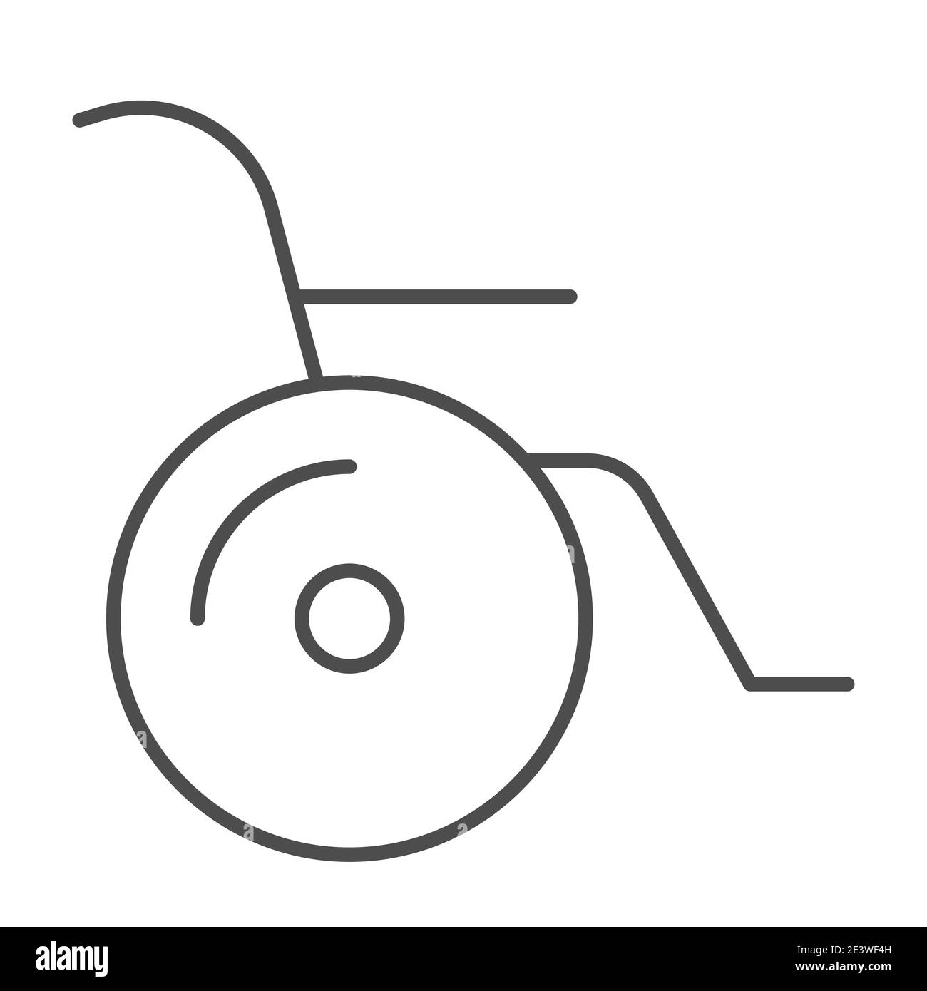 Icona della linea sottile della sedia a rotelle, concetto di cura della salute, simbolo di inattivazione su sfondo bianco, icona di handicap della sedia a rotelle in stile outline per il concetto mobile e il web Illustrazione Vettoriale