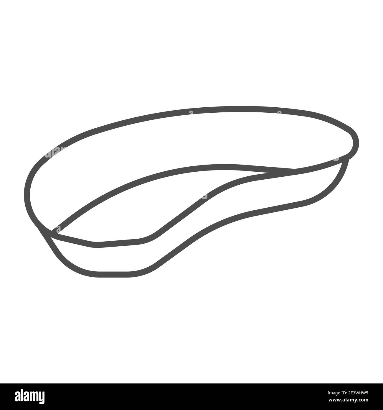 Icona a linea sottile del vassoio medico, concetto di strumenti odontoiatrici, segno del vassoio dentario in acciaio su sfondo bianco, icona del piatto del vassoio renale in stile contorno per dispositivi mobili Illustrazione Vettoriale