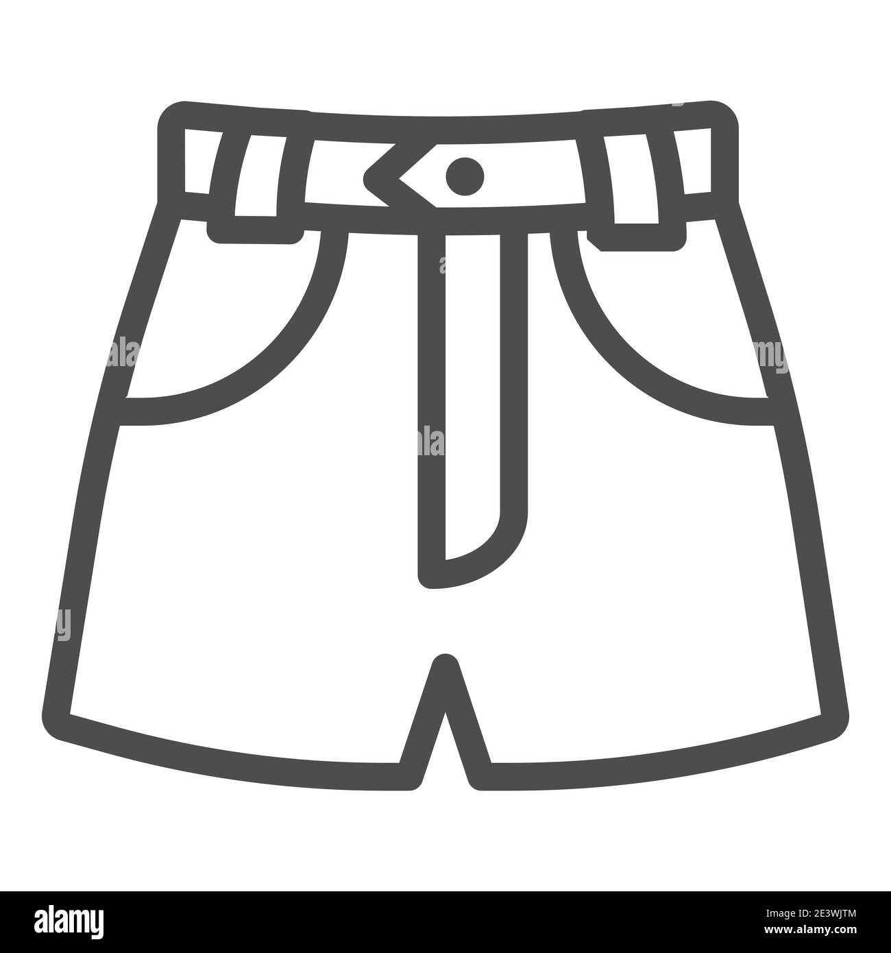 Icona linea pantaloncini in denim, concetto di abbigliamento estivo, simbolo pantaloncini su sfondo bianco, icona jeans donna pantaloni estivi in stile outline per il concept mobile Illustrazione Vettoriale