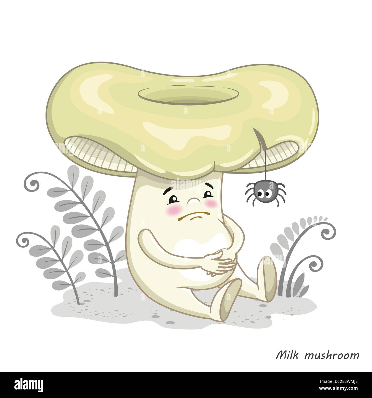 Fungo vettoriale isolato su bianco. Funghi del latte commestibile Illustrazione Vettoriale