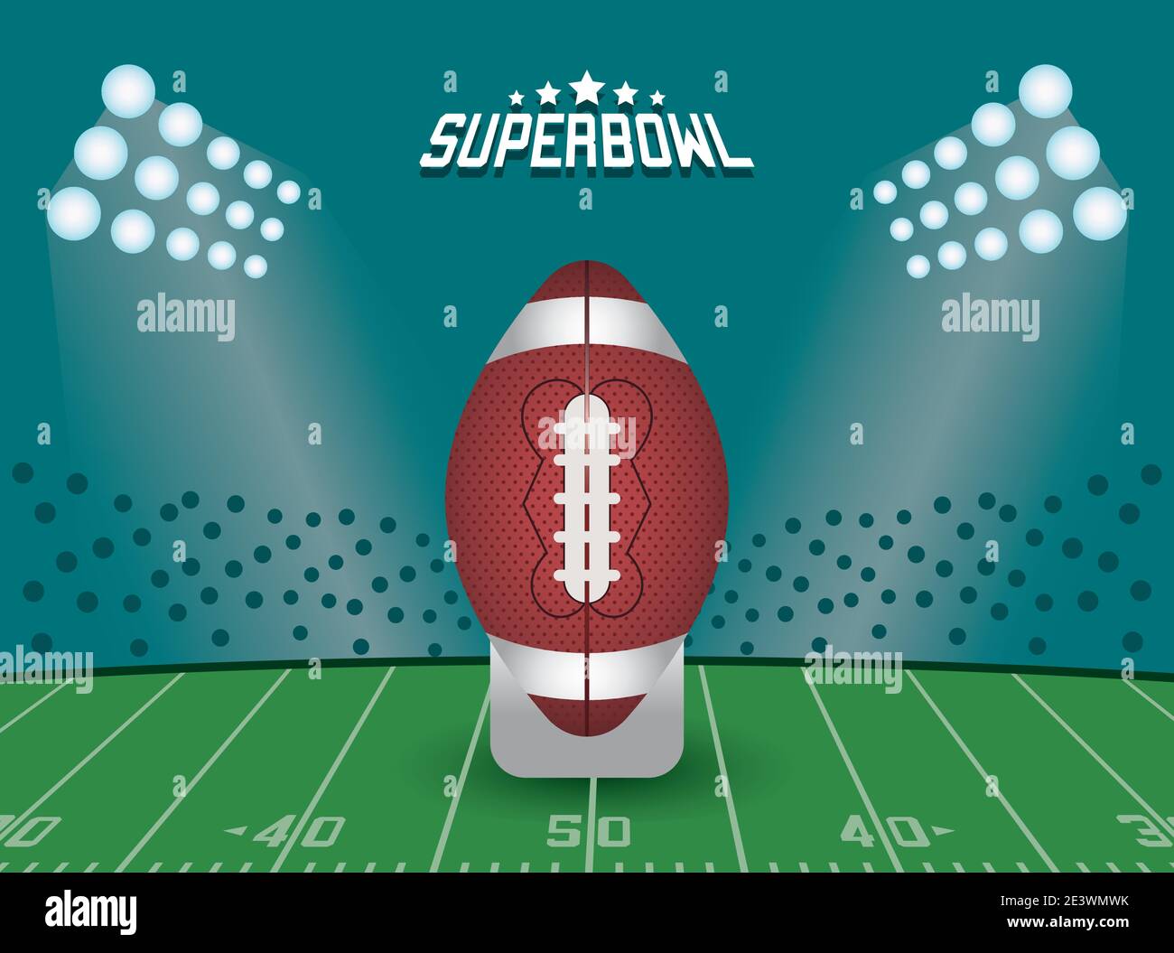 scritta super bowl championship in poster con palloncino e stadio disegno  di illustrazione vettoriale Immagine e Vettoriale - Alamy