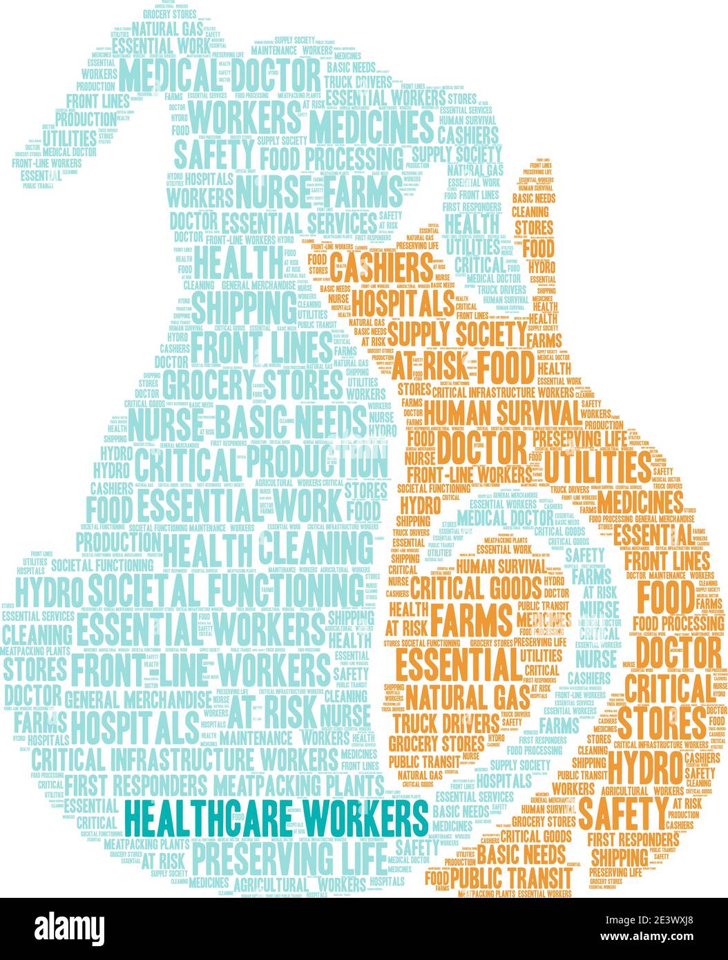 Gli operatori sanitari hanno una parola nuvola su sfondo bianco. Illustrazione Vettoriale