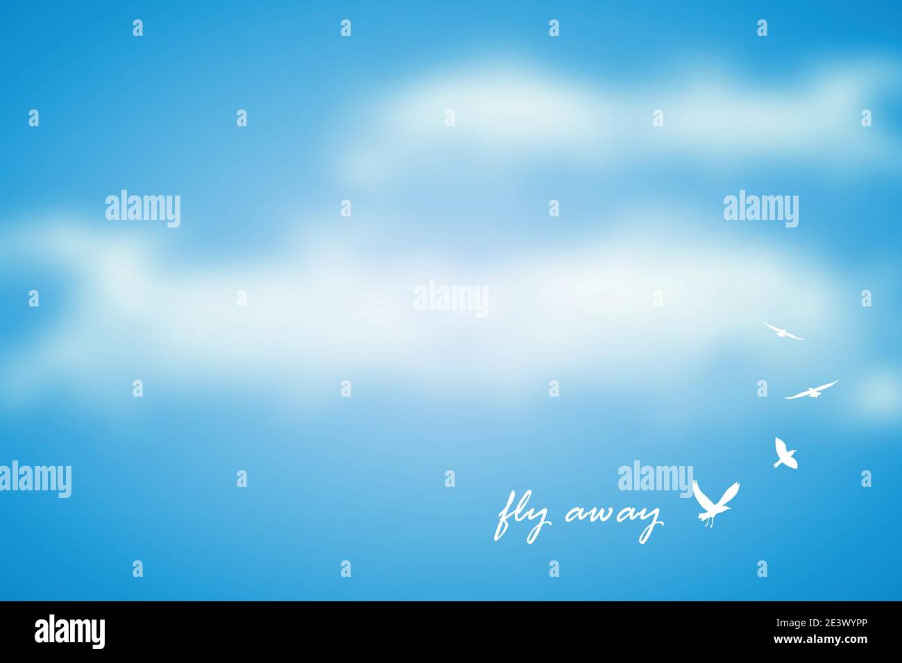 Bandiera di libertà del volo via con uccello volante in cielo blu vettore illustrazione EPS10 Illustrazione Vettoriale