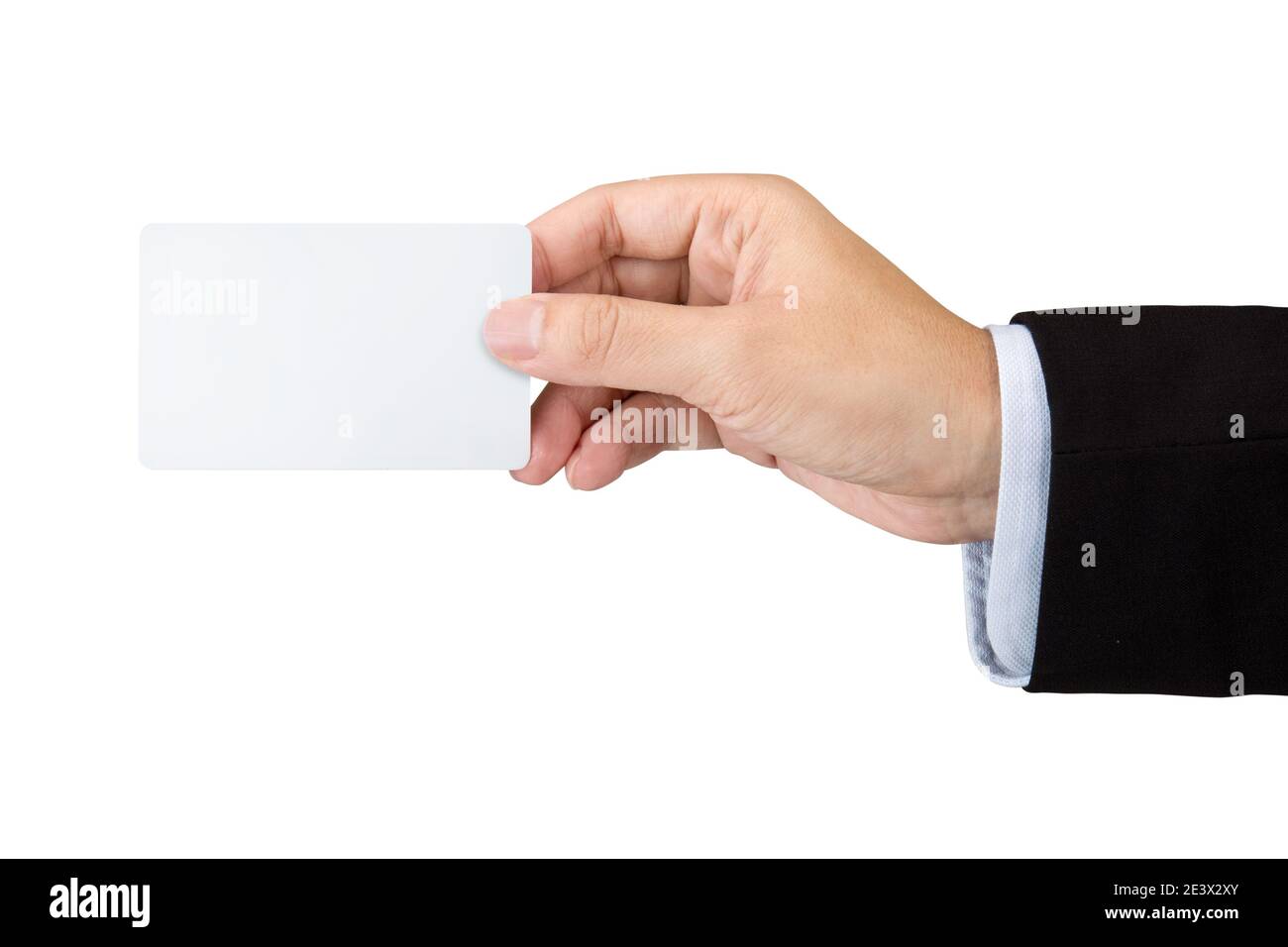 Mockup carta fedeltà bianca con angoli arrotondati isolato su bianco Foto Stock