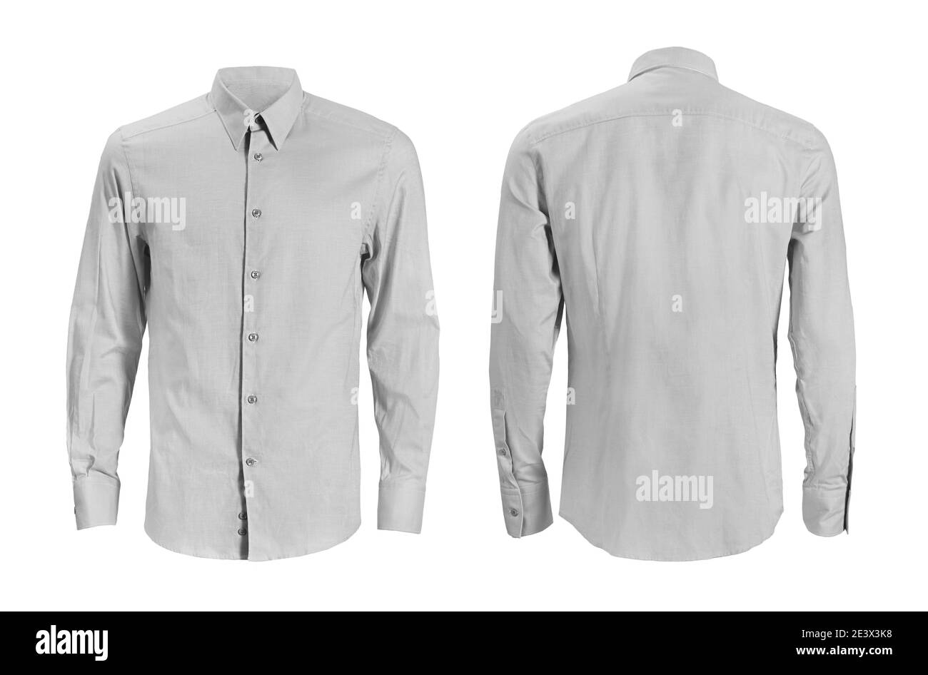 camicia formale di colore grigio con colletto a bottone isolato bianco Foto Stock