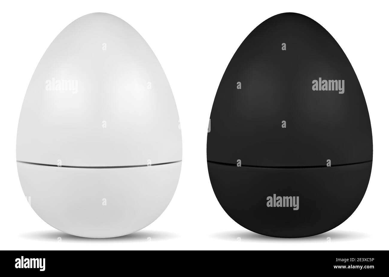 Contenitore cosmetico in balsamo con labbro a forma di uovo, confezione rotonda di vasetto per crema viso. Faccia crema o prodotto in polvere mockup, bianco e nero pentola di plastica. Bott. Di lozione di bellezza Illustrazione Vettoriale