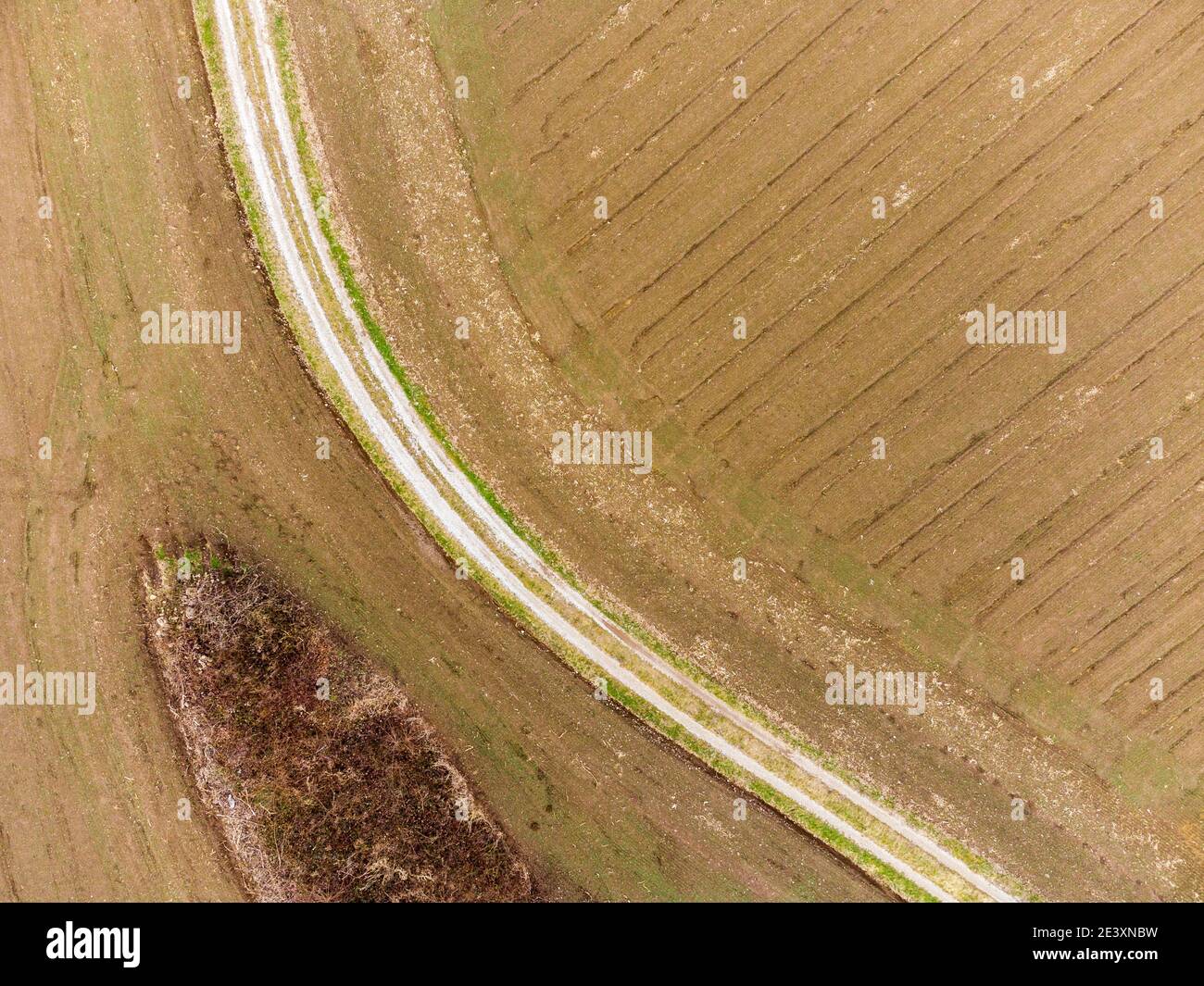 Geometrie dall'alto. Campi in inverno Foto Stock