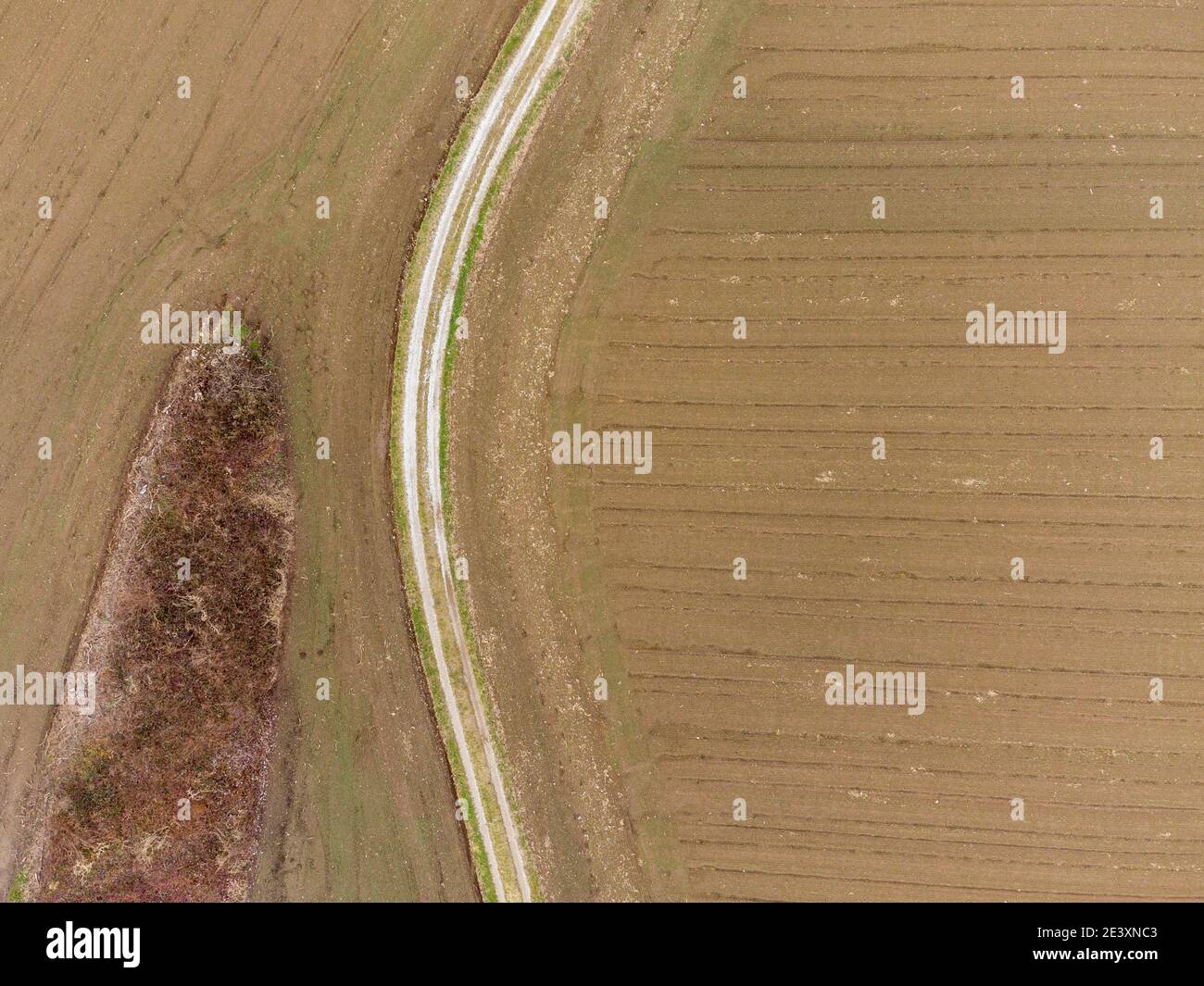 Geometrie dall'alto. Campi in inverno Foto Stock
