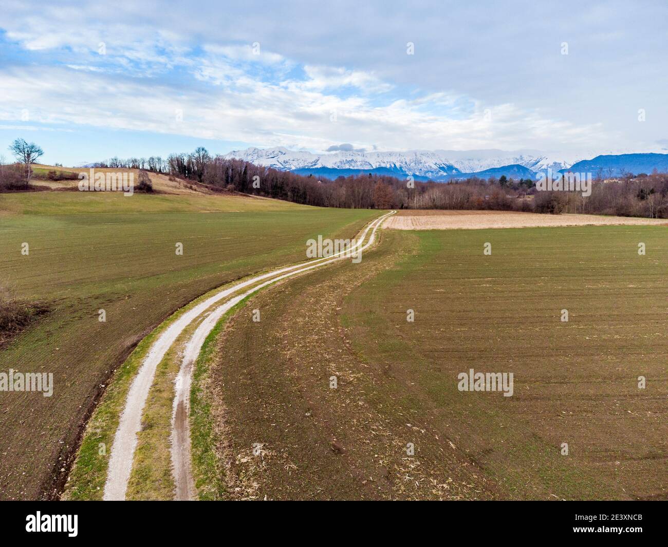 Geometrie dall'alto. Campi in inverno Foto Stock