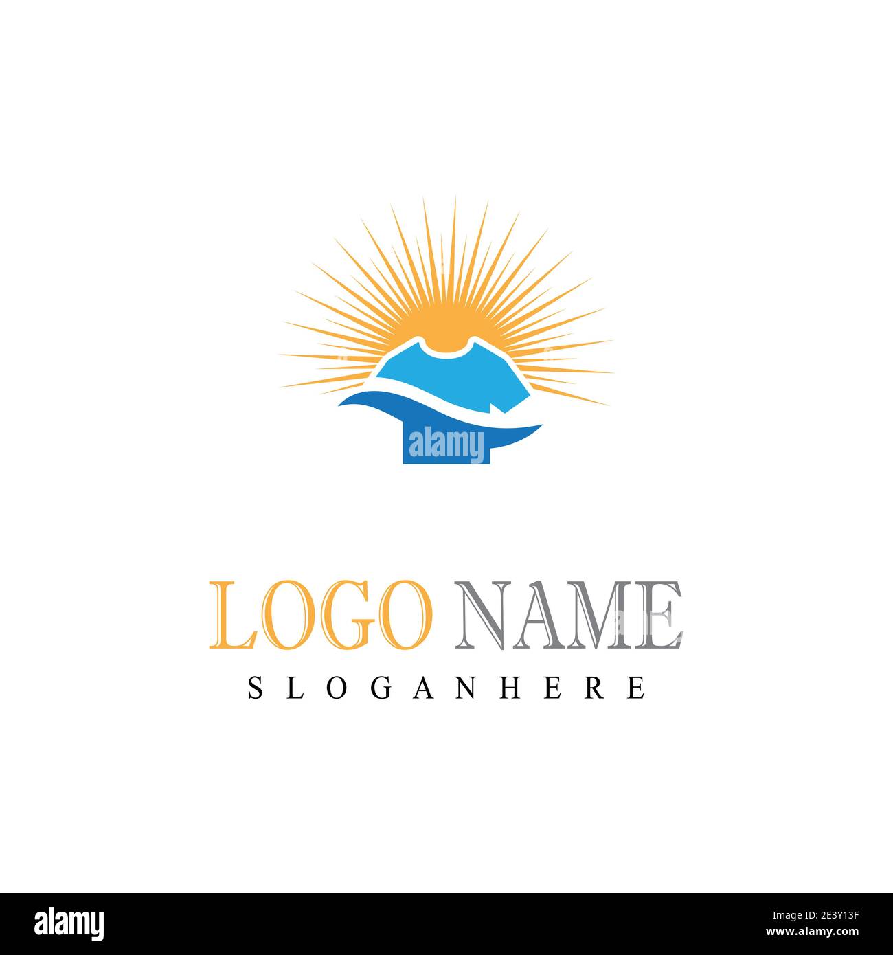 Tipo di simbolo vettoriale del modello di logo della lavanderia Illustrazione Vettoriale