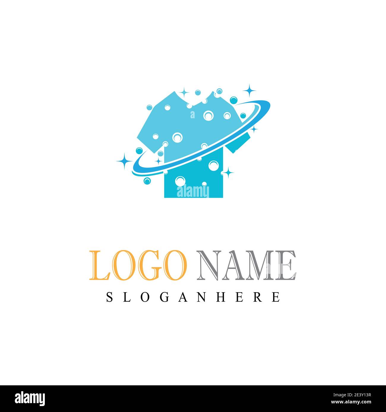 Tipo di simbolo vettoriale del modello di logo della lavanderia Illustrazione Vettoriale