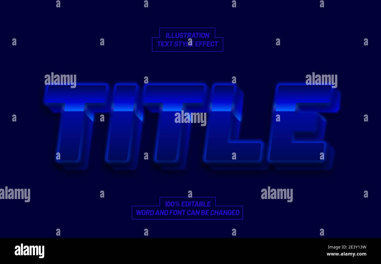 Titolo effetto stile testo blu Illustrazione Vettoriale