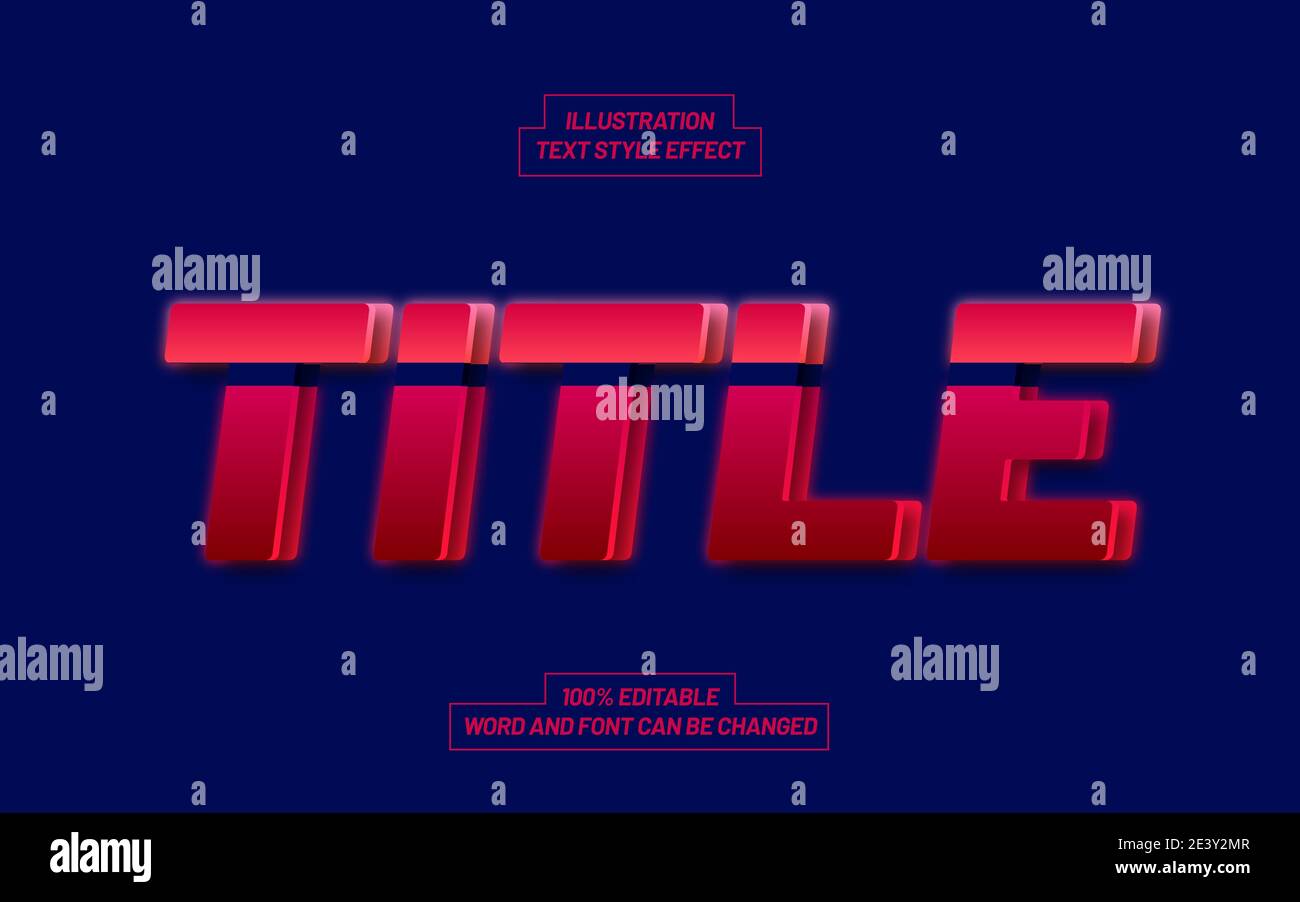 Titolo effetto testo rosso e blu Mockup Illustrazione Vettoriale