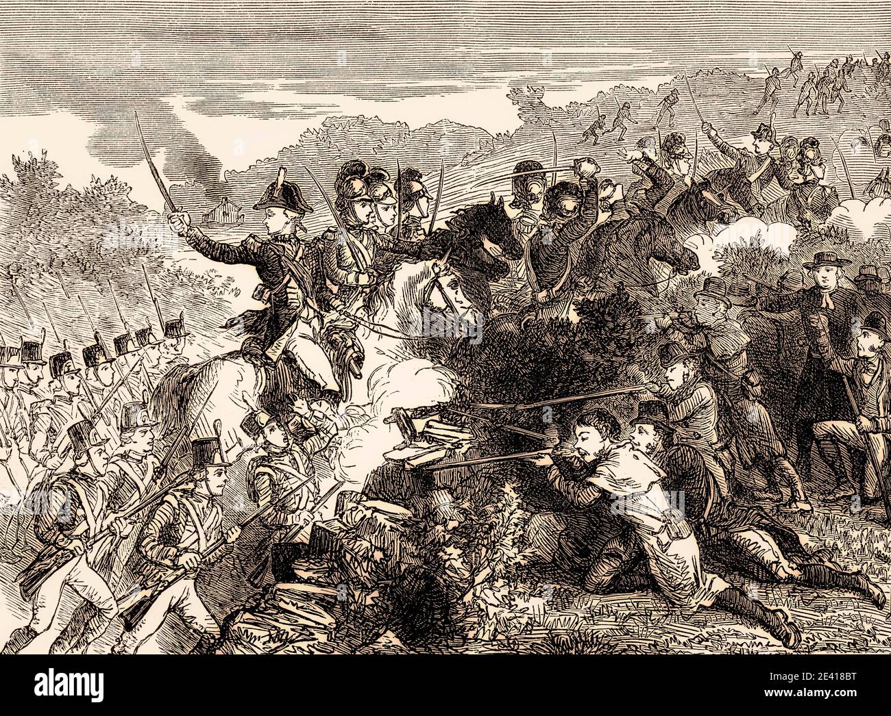 The Wexford Rellion, attacco dell'esercito britannico ai ribelli di Wexford, 1798, ribellione irlandese del 1798, da battaglie britanniche su terra e mare, di James Grant Foto Stock