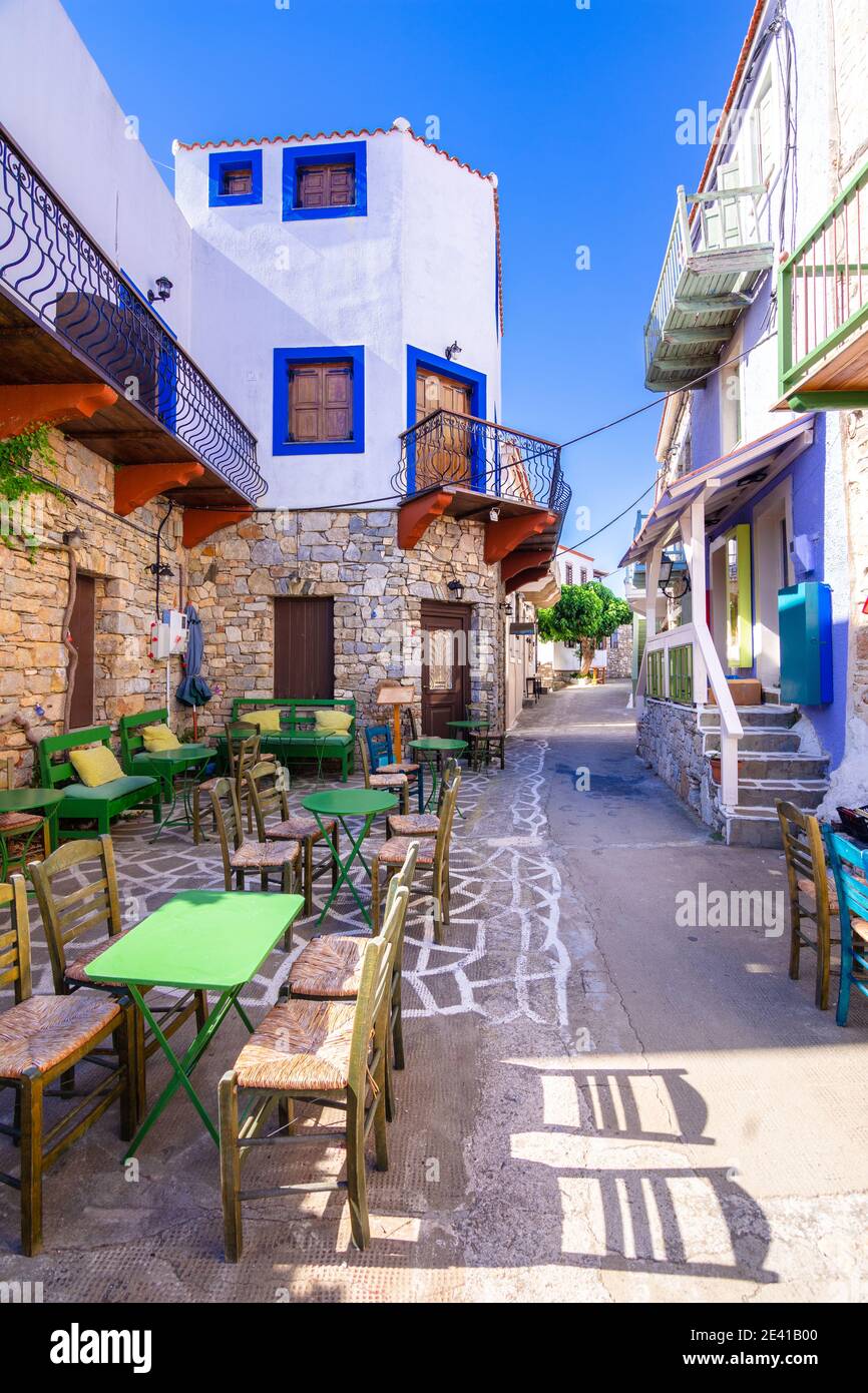 Il vecchio villaggio di Chora nell'isola di Alonnisos, Grecia. Foto Stock