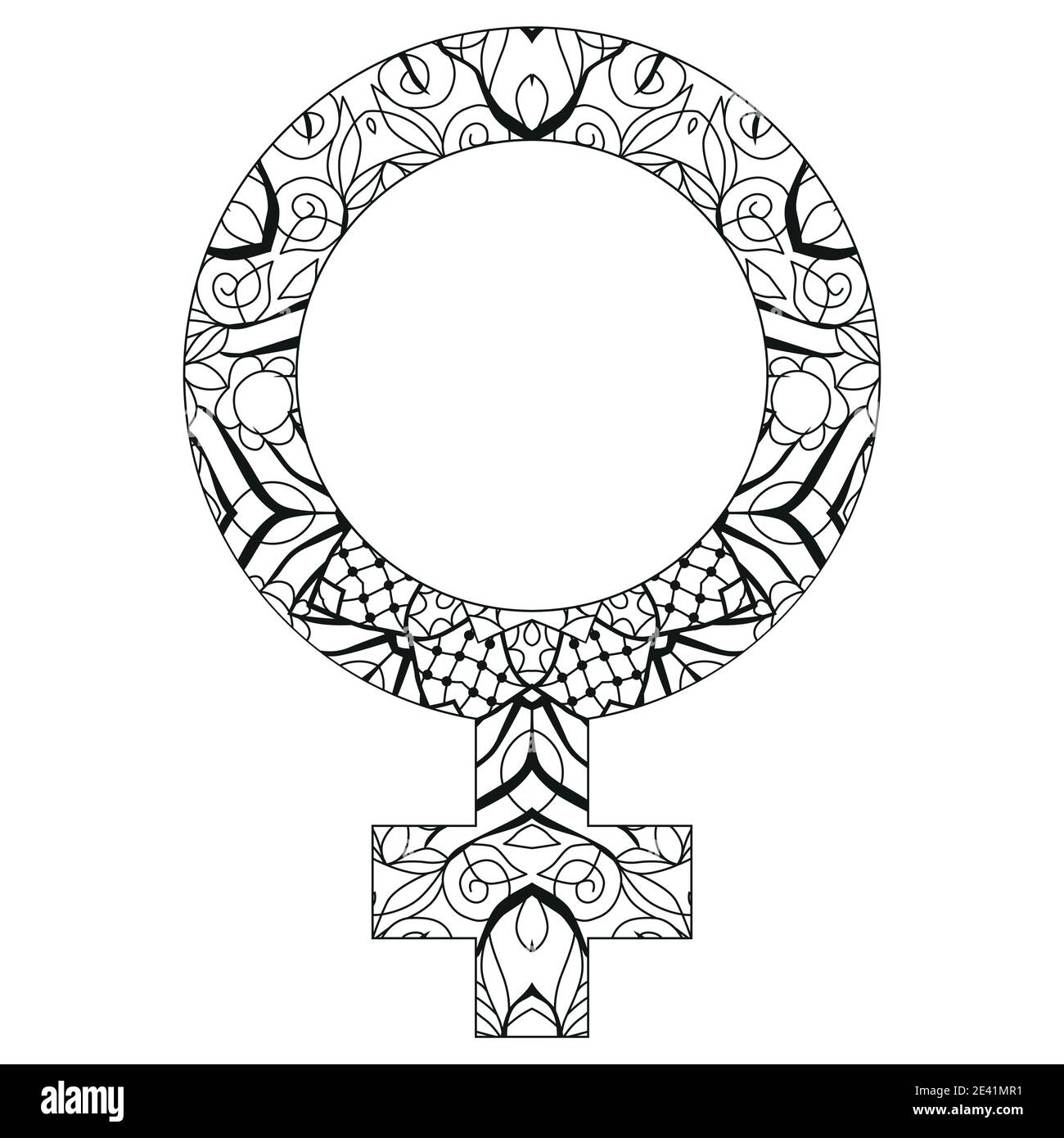 Vettore illustrazione disegnata a mano di Venere segno per colorazione. Illustrazione Vettoriale