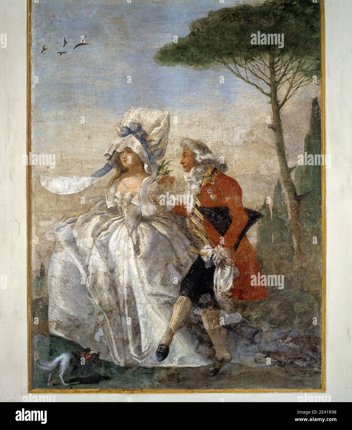 Giandomenico Tiepolo, Fresko 'Menuett auf dem Lande' Foto Stock