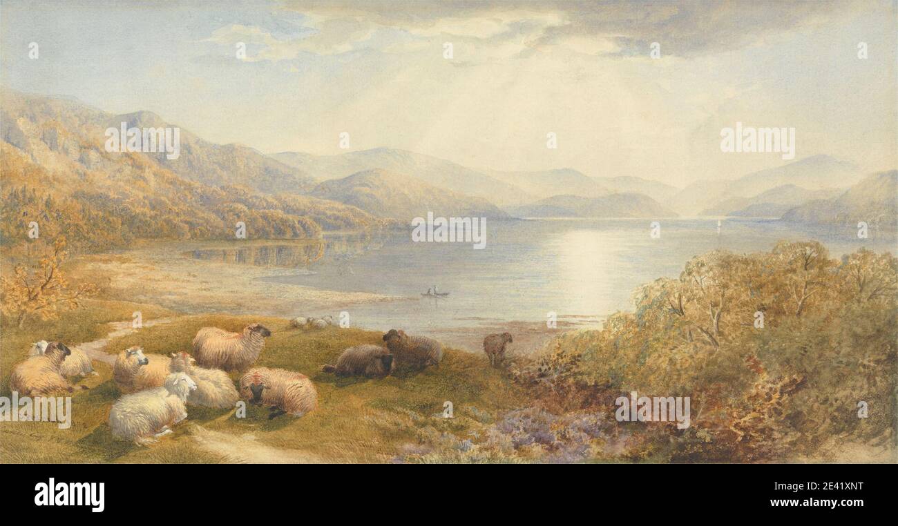 Cornelius Pearson, 1807â–1891, Scene on the Mawddlach, vicino a Barmouth, 1872. Acquerello, gouache, e grafite, con arresto su carta di wove crema moderatamente spessa e leggermente testurizzata. Foto Stock