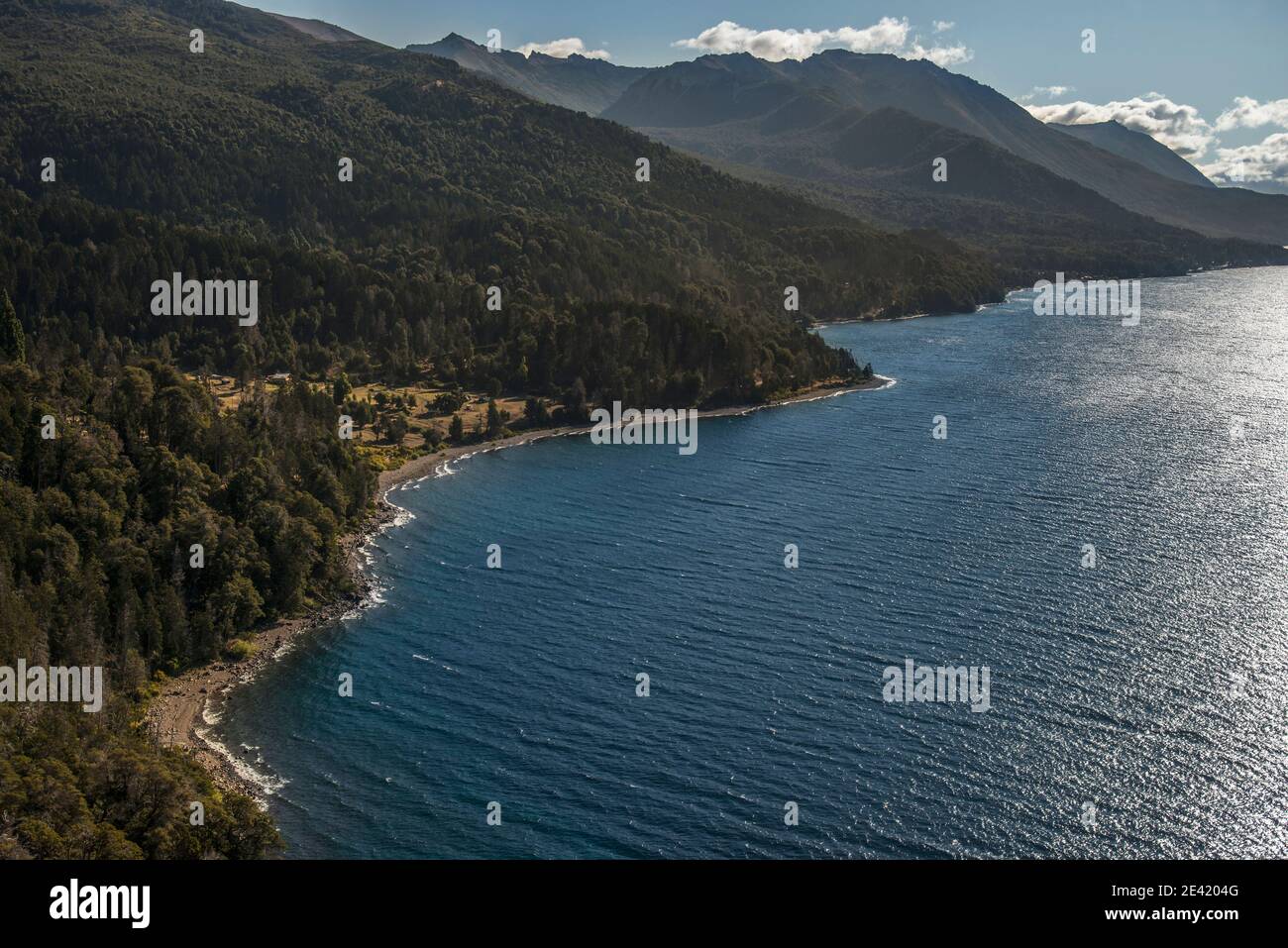 Vista del paesaggio della Patagonia, Argentina, sul lago Traful Foto Stock