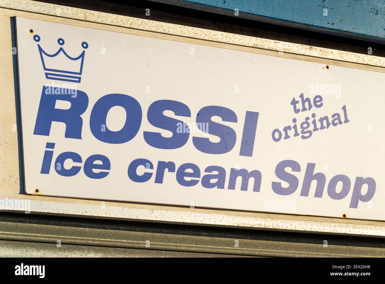 Gelati Rossi Southend on Sea, Essex. Lungomare. L'originale, slogan. Logo Crown, marchio, simbolo Foto Stock