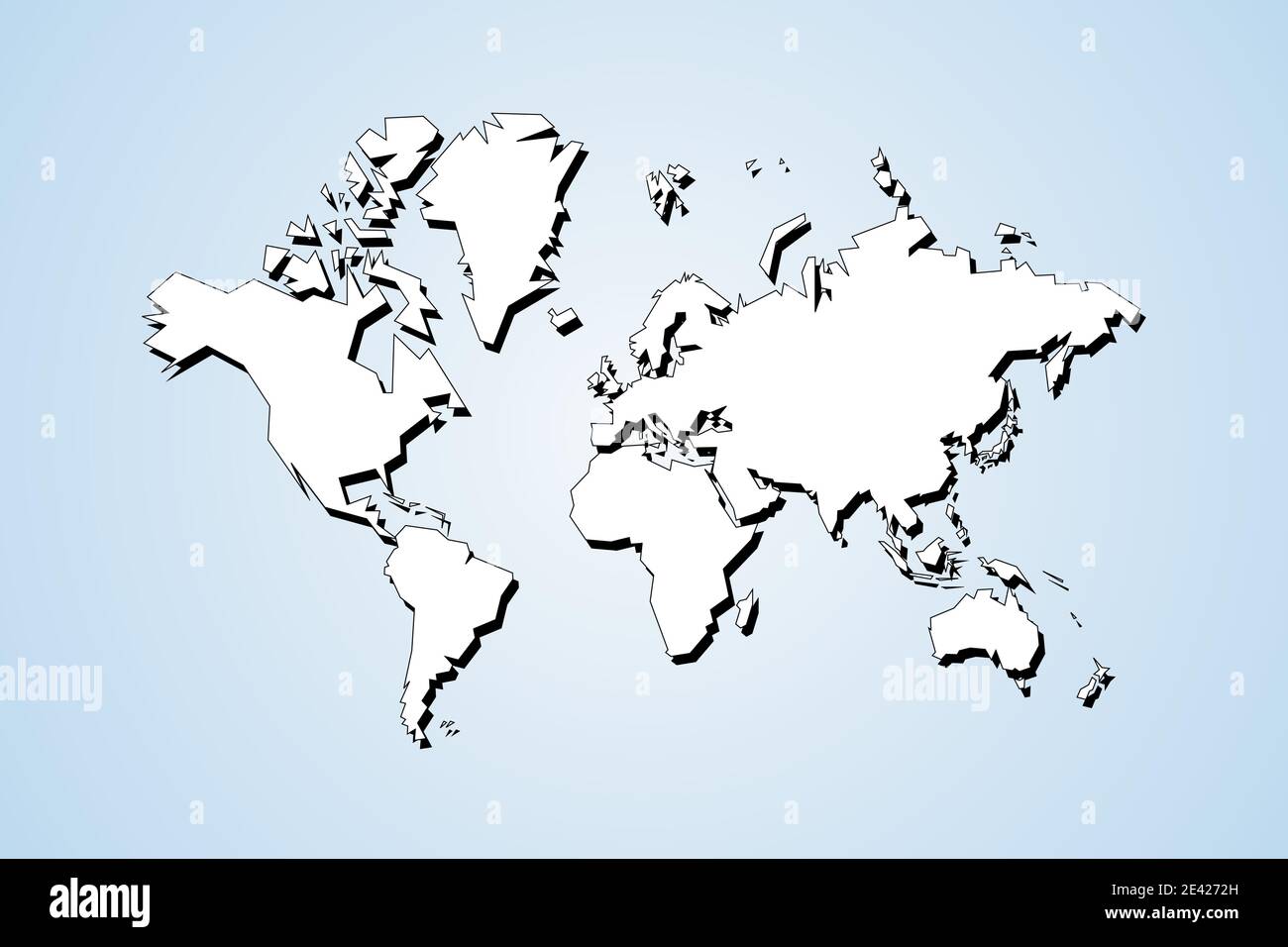 Mappa del mondo contorno semplificato - nitido stile geometrico poligonale vettore semplice. Illustrazione Vettoriale